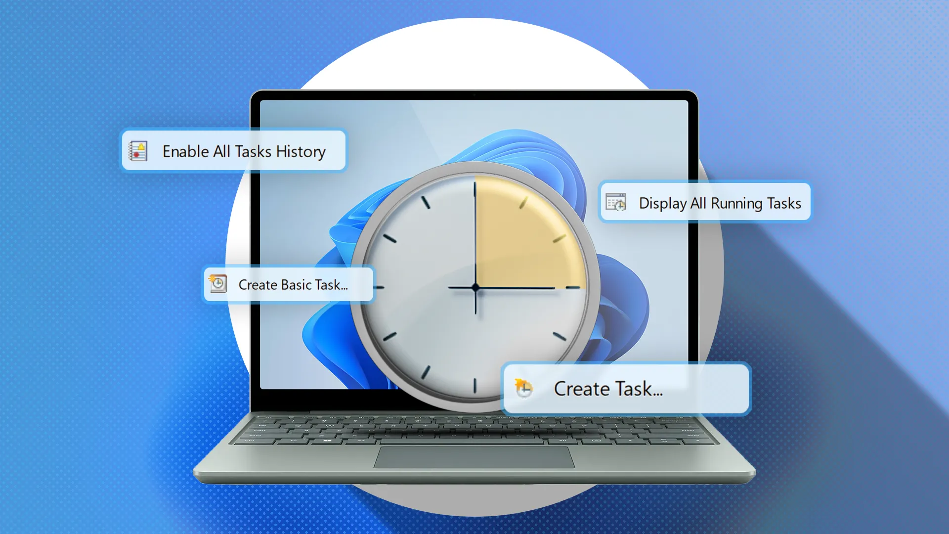 Biểu tượng Task Scheduler trên màn hình desktop của Windows 11, sẵn sàng để lên lịch dọn dẹp file tạm.