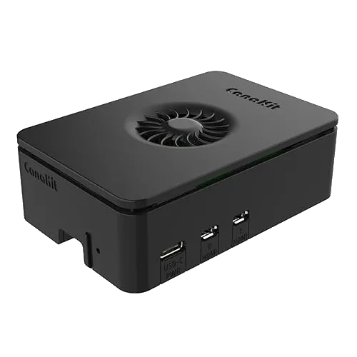 Bộ CanaKit Raspberry Pi 5 Starter Kit Pro, gồm một bo mạch Raspberry Pi 5 và các phụ kiện cần thiết, lý tưởng cho các dự án điện tử và giả lập.