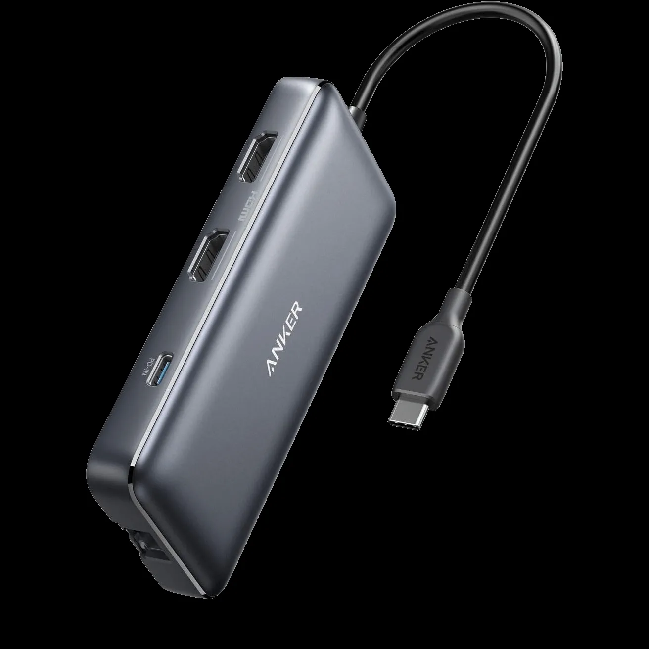 Bộ chia USB-C Anker 553, giúp kết nối Chromebook làm màn hình phụ và mở rộng cổng kết nối.