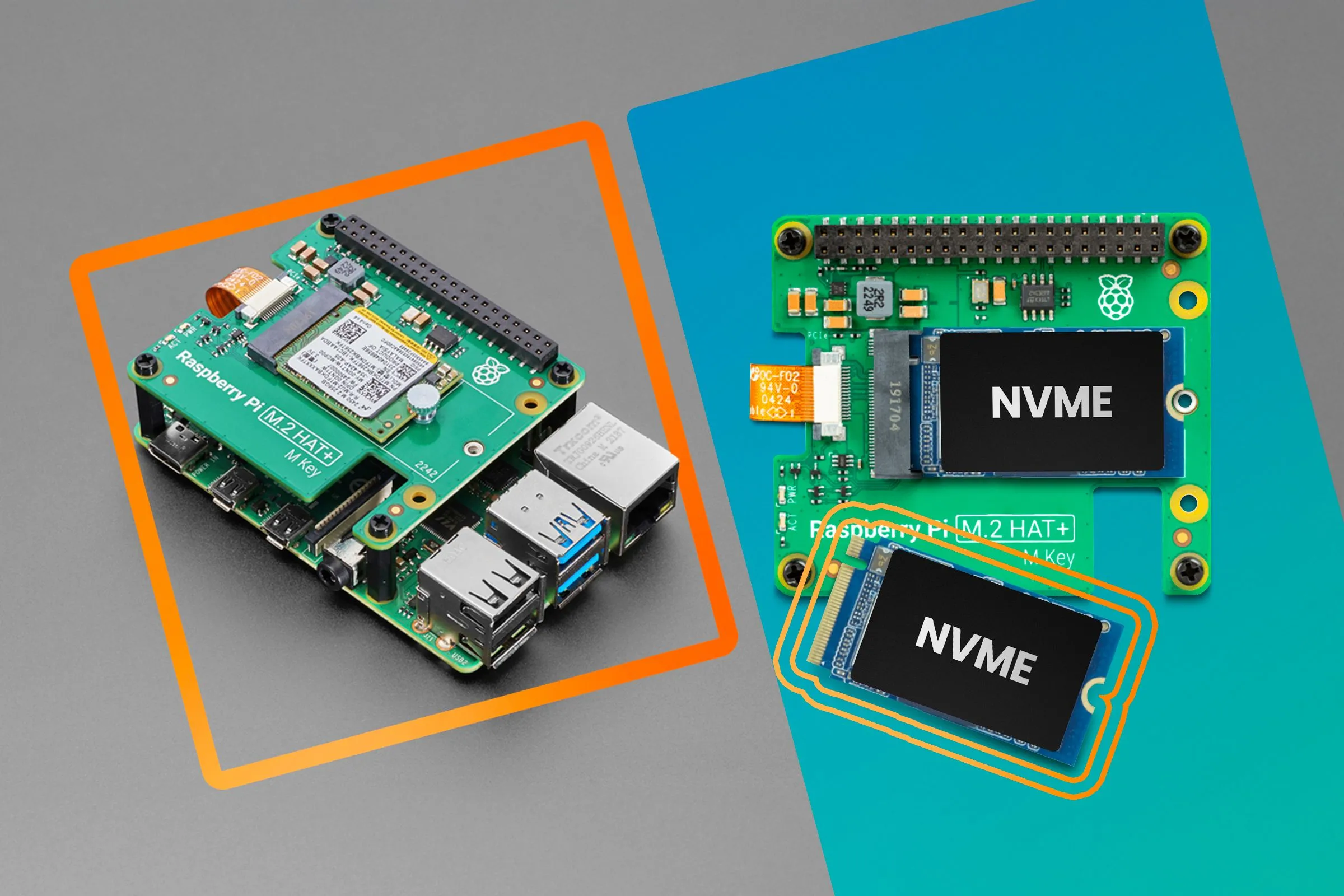 Bo mạch Raspberry Pi có gắn SSD NVMe, so sánh với giải pháp lưu trữ tích hợp trên máy tính mini Home Assistant.