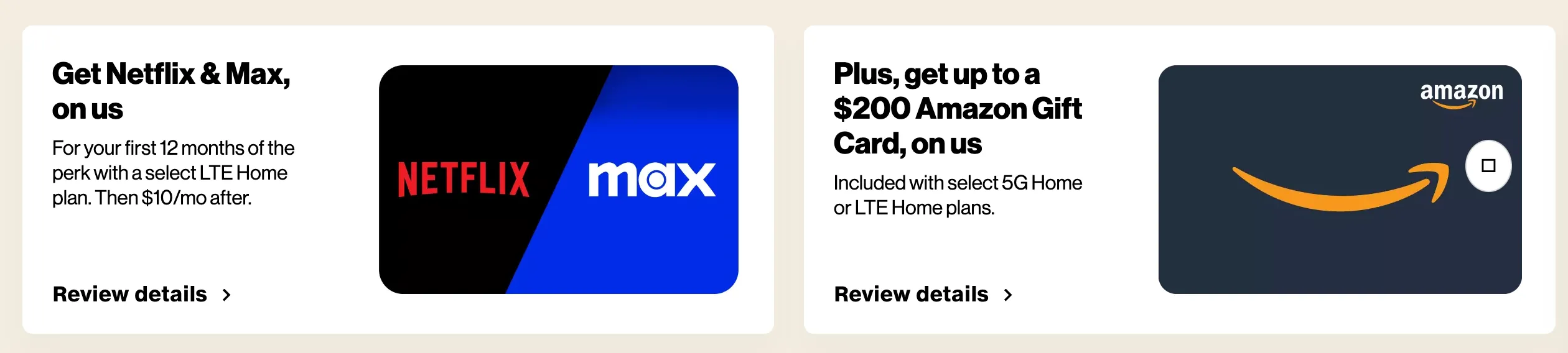 Các chương trình khuyến mãi của Verizon bao gồm gói Netflix, Max và thẻ quà tặng Amazon, thể hiện giá trị của việc tìm kiếm ưu đãi khi chọn gói cước di động.