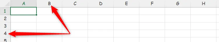 Các tiêu đề cột và hàng trong Excel được hiển thị bằng phông chữ Comic Sans MS để minh họa.