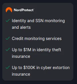 Các tính năng của dịch vụ bảo vệ danh tính NordProtect
