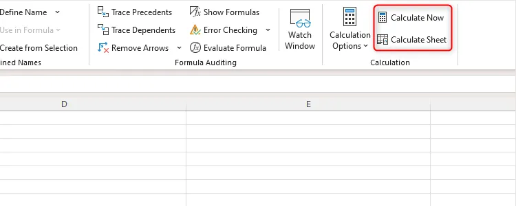 Các tùy chọn Calculate Now và Calculate Sheet trong Excel để tính toán thủ công