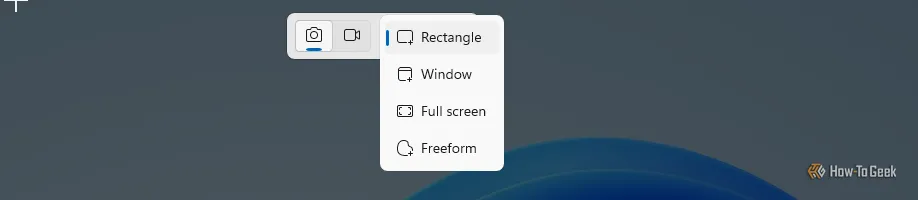 Các tùy chọn chụp màn hình mặc định của Snipping Tool trên Windows