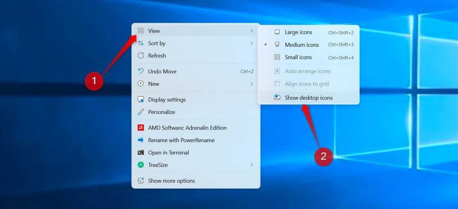 Cách ẩn tất cả biểu tượng trên màn hình desktop Windows 11 giúp giao diện gọn gàng hơn