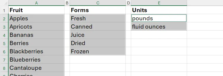 Cách chọn nhiều vùng dữ liệu không liền kề trong Excel bằng tổ hợp phím Ctrl và nhấp chuột