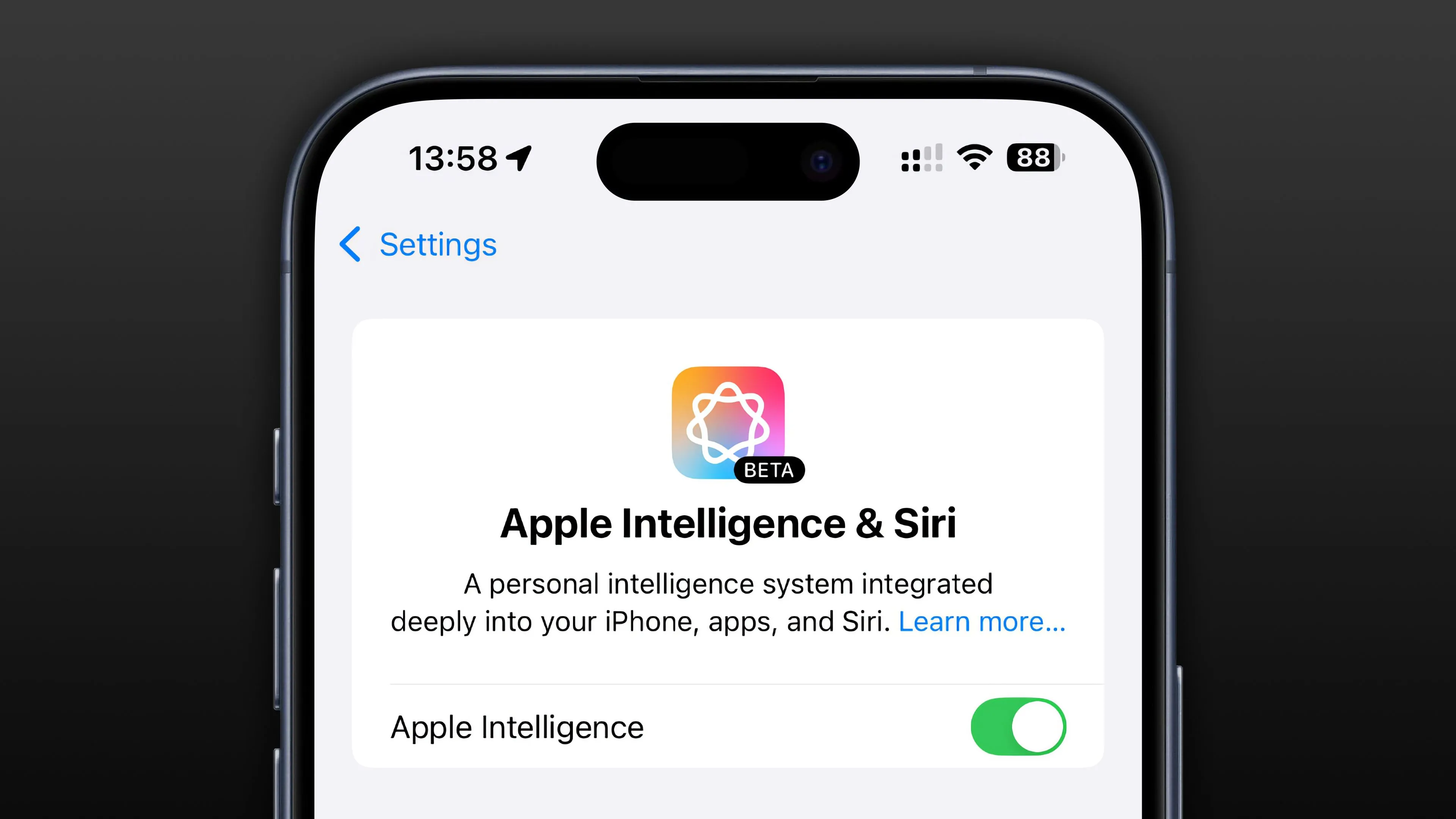 Cài đặt Apple Intelligence đã bật mặc định trên iOS 18.3