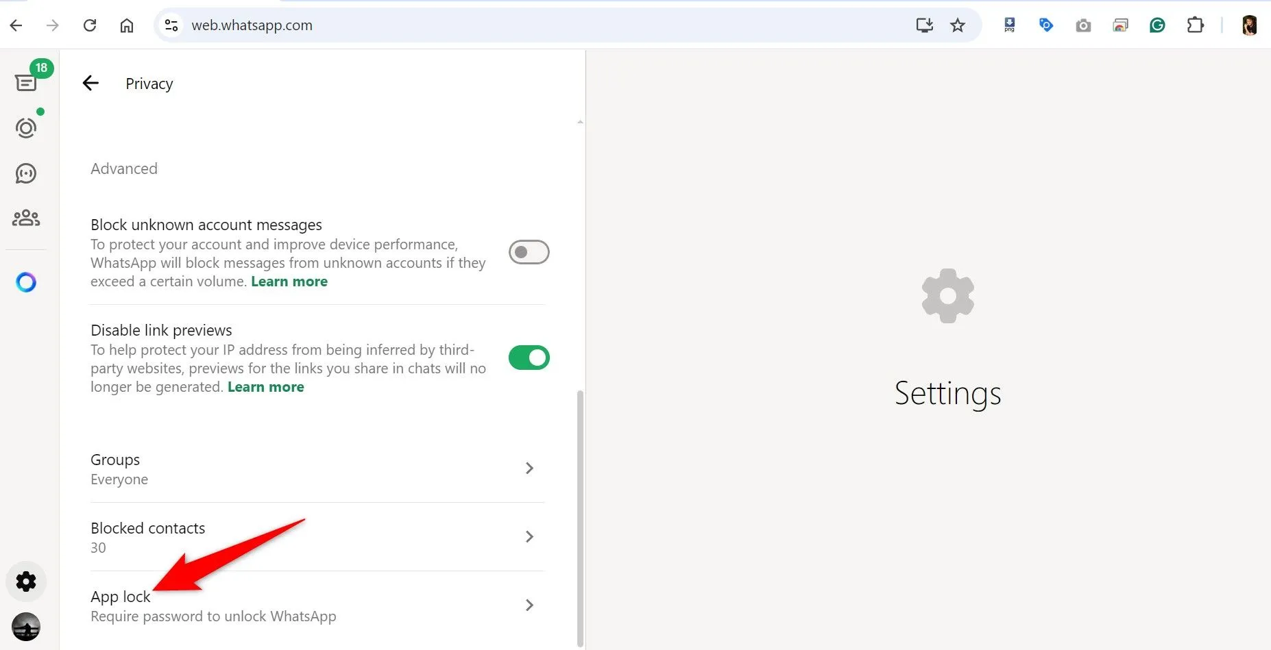 Cài đặt Khóa ứng dụng trên WhatsApp Web