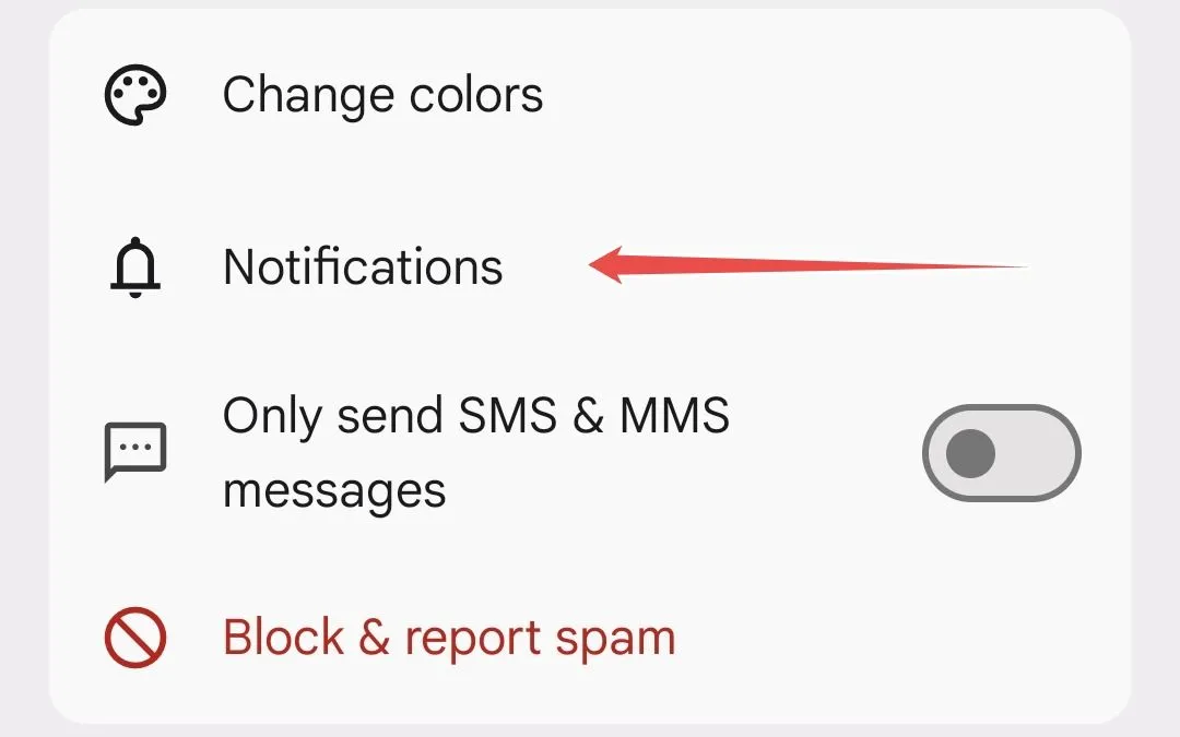 Cài đặt thông báo trò chuyện Google Messages trên Samsung Galaxy