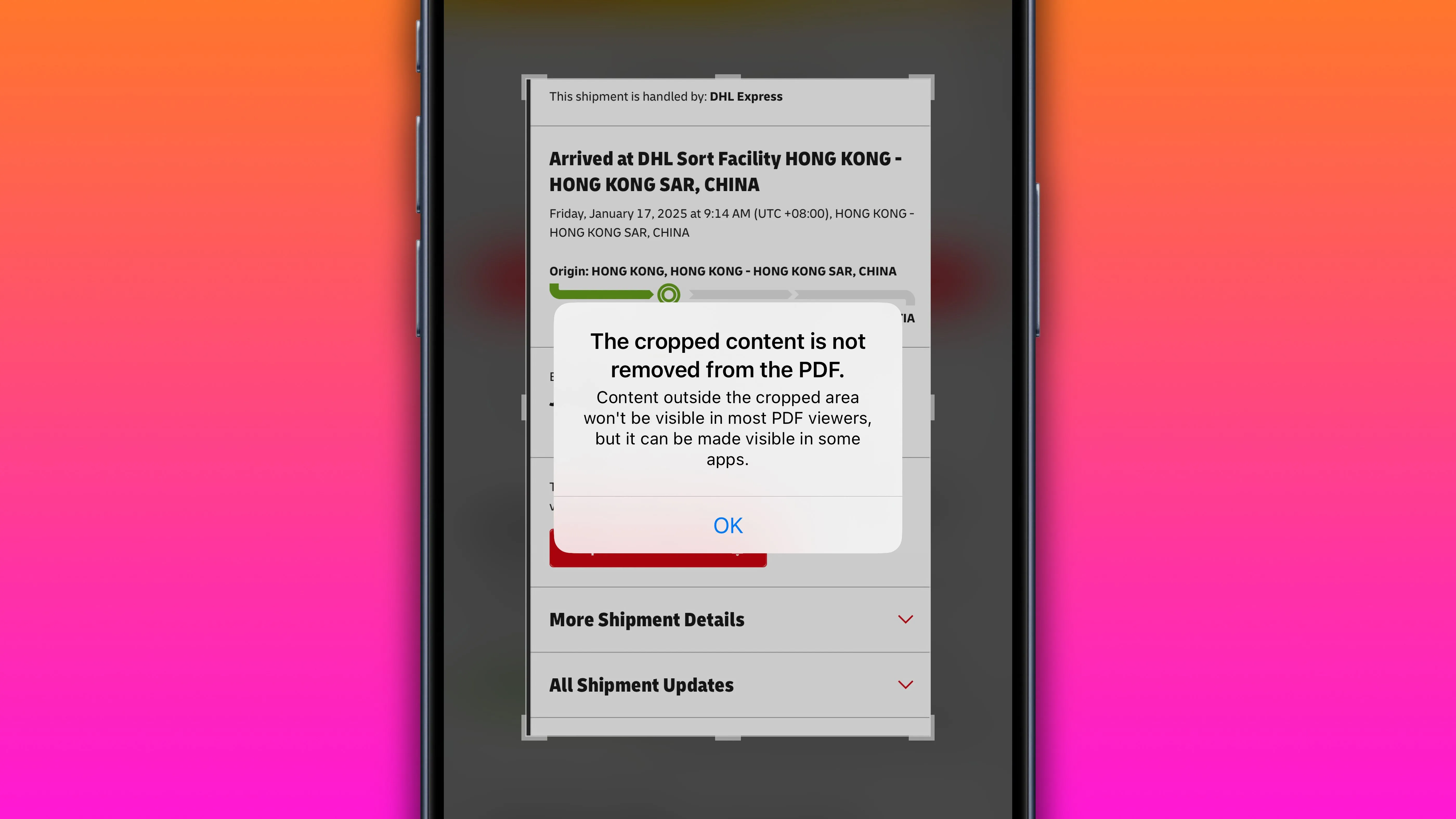 Cảnh báo quyền riêng tư khi cắt ảnh chụp màn hình PDF trên iOS 18.3