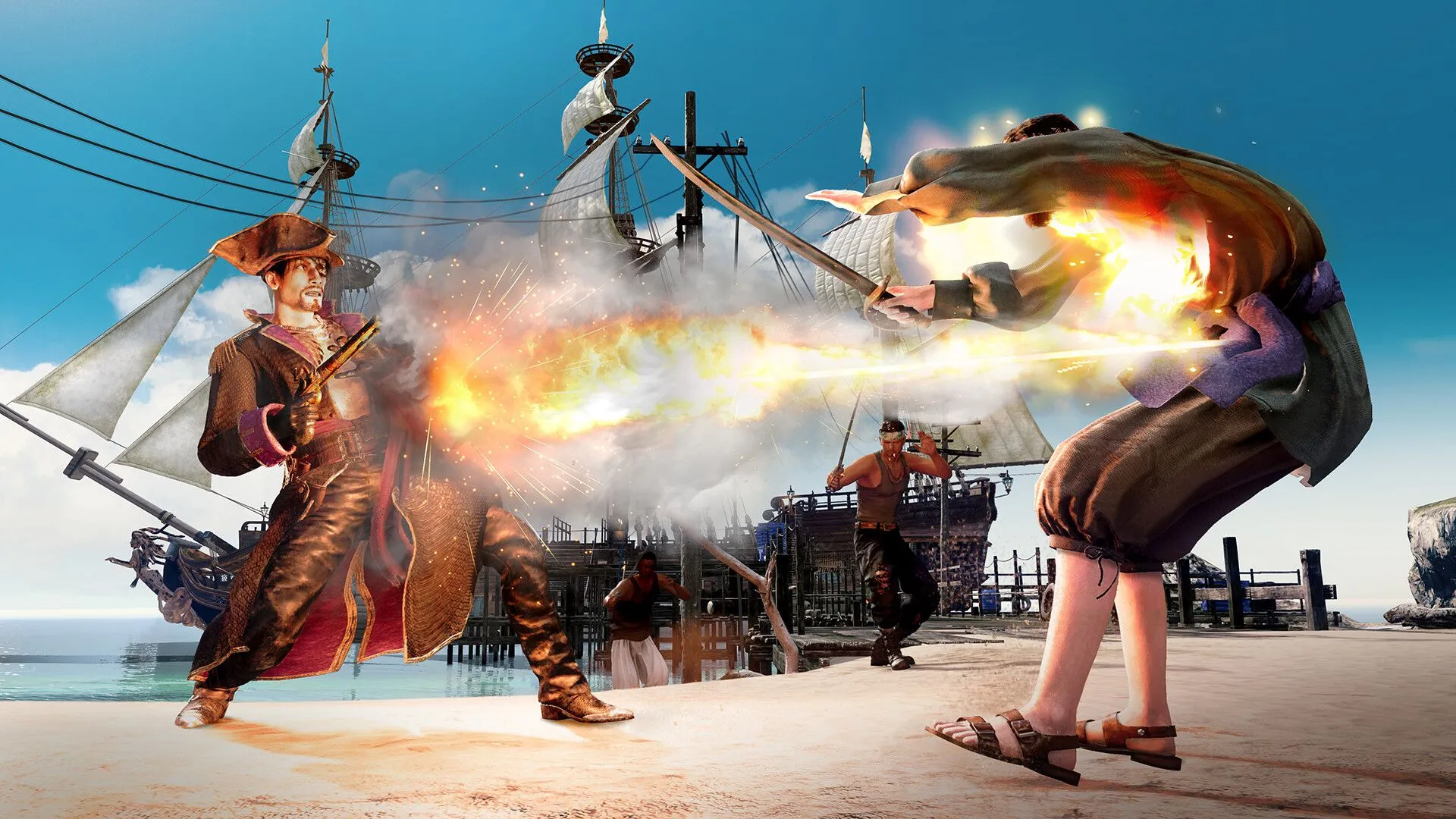 Cảnh chiến đấu hành động của Goro Majima với phong cách chiến đấu Mad Dog trong Like a Dragon Pirate Yakuza