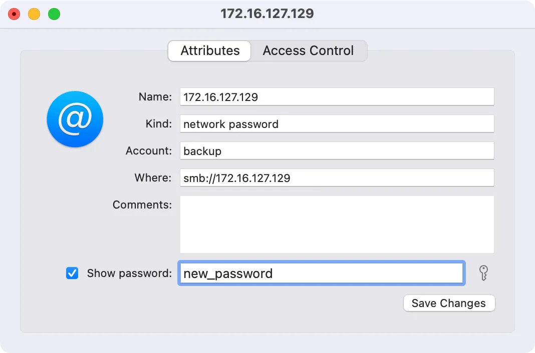 Cập nhật mật khẩu mạng đã lưu trong macOS Keychain Access.