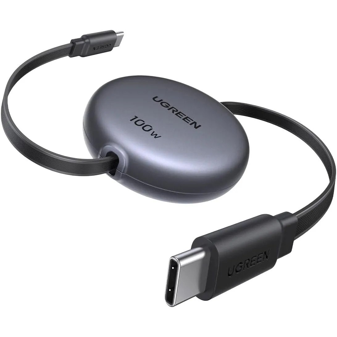 Cáp USB-C rút gọn UGREEN 100W màu đen tiện lợi