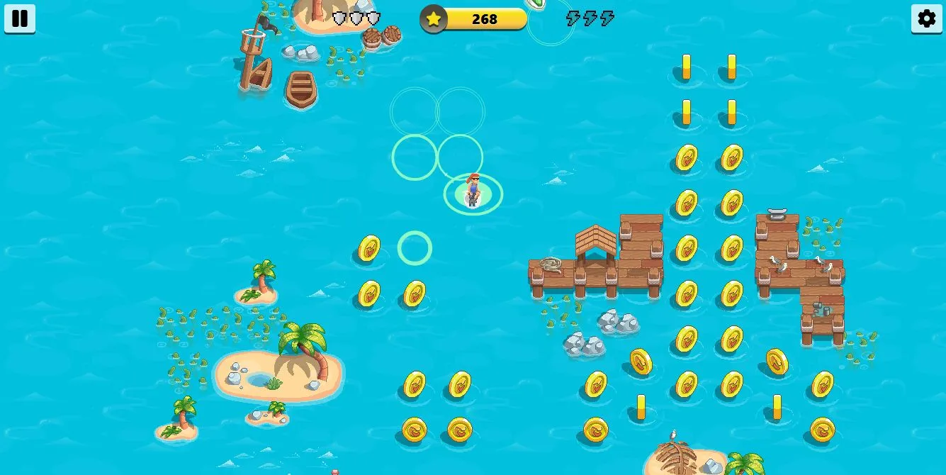 Chế độ chơi Collector trong game lướt sóng Edge Surf, tập trung vào việc thu thập tiền xu.