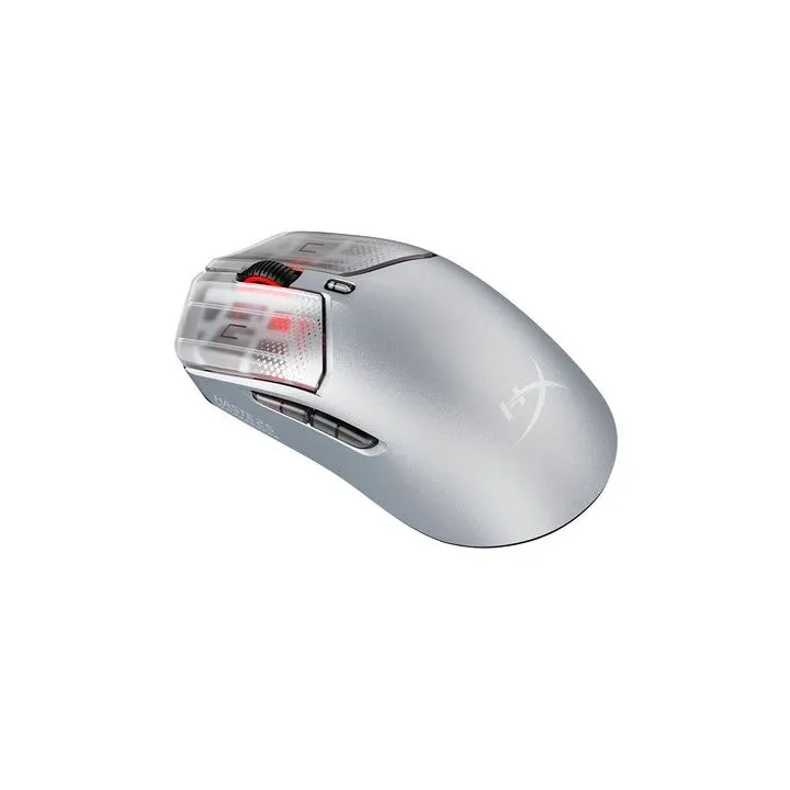 Chuột gaming không dây HyperX Pulsefire Haste 2 S màu bạc với logo HyperX nổi bật