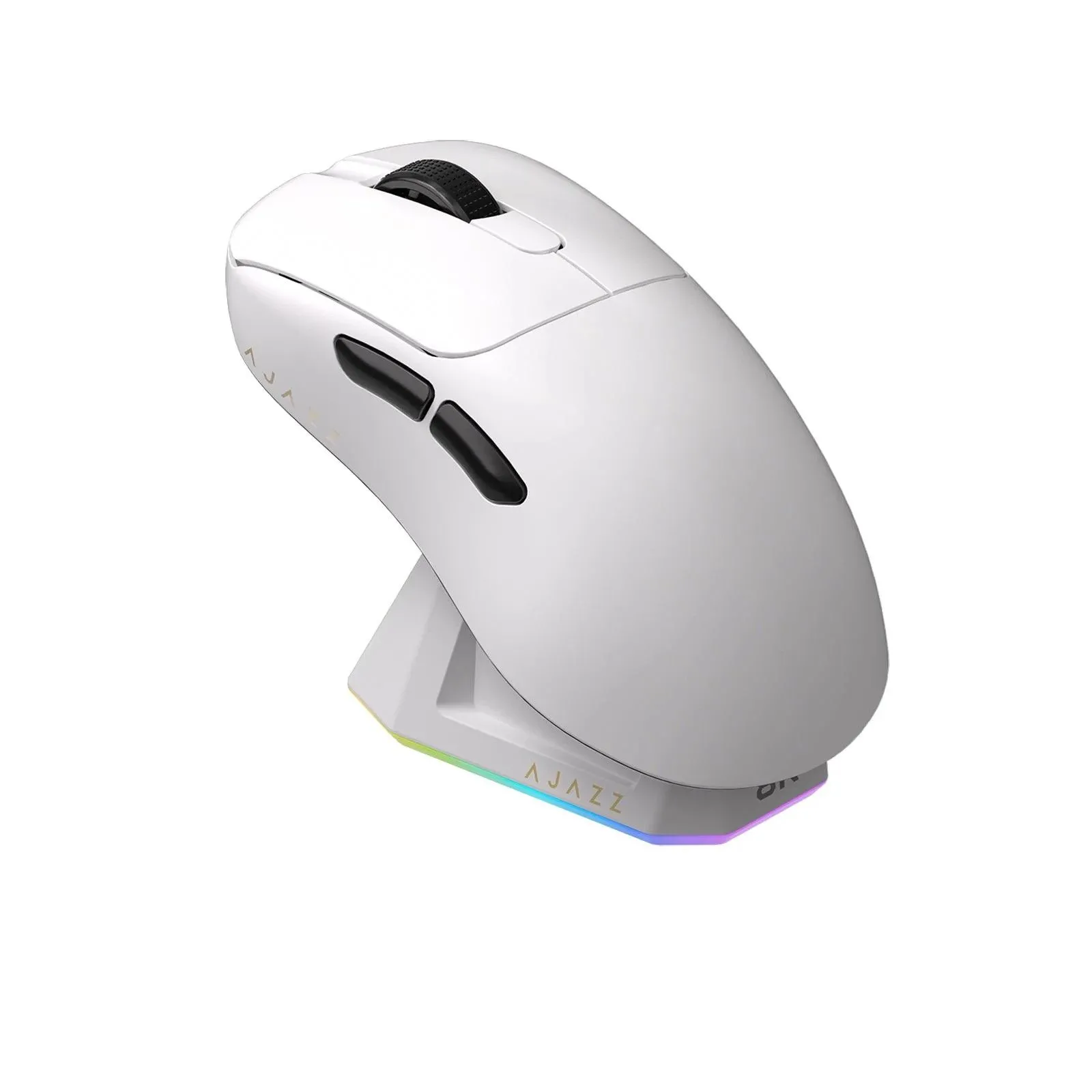 Chuột gaming siêu nhẹ Ajazz AJ179 Pro màu trắng, thiết kế công thái học, được tác giả sử dụng thay thế G502 cho các trận đấu cạnh tranh.