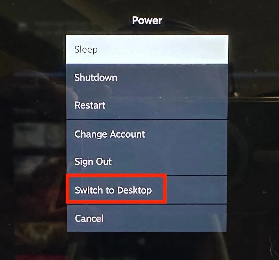 Chuyển sang chế độ desktop trên SteamOS.