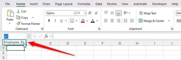 Danh sách thả xuống của hộp tên trong Excel được mở rộng, hiển thị tên của một bảng, giúp người dùng dễ dàng truy cập.