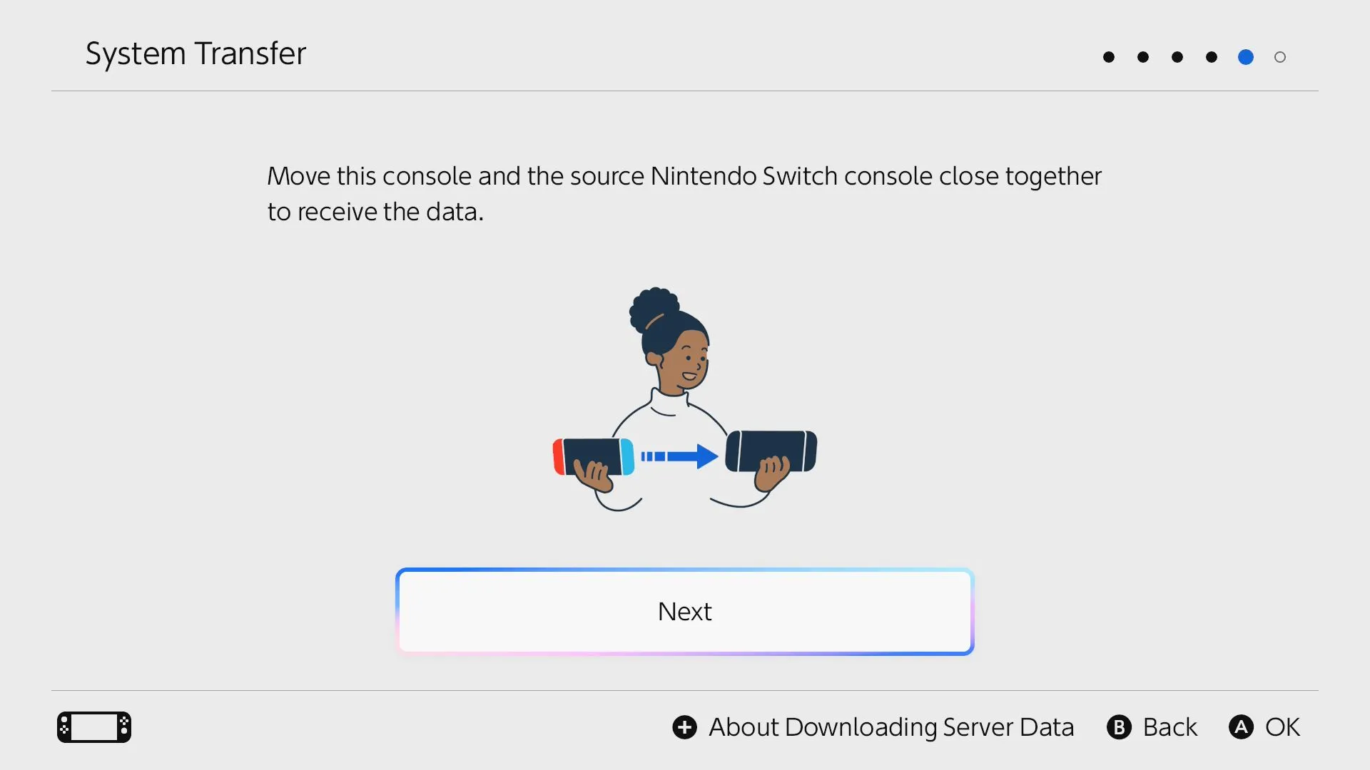 Đặt hai máy Nintendo Switch gần nhau để bắt đầu quá trình chuyển dữ liệu không dây.