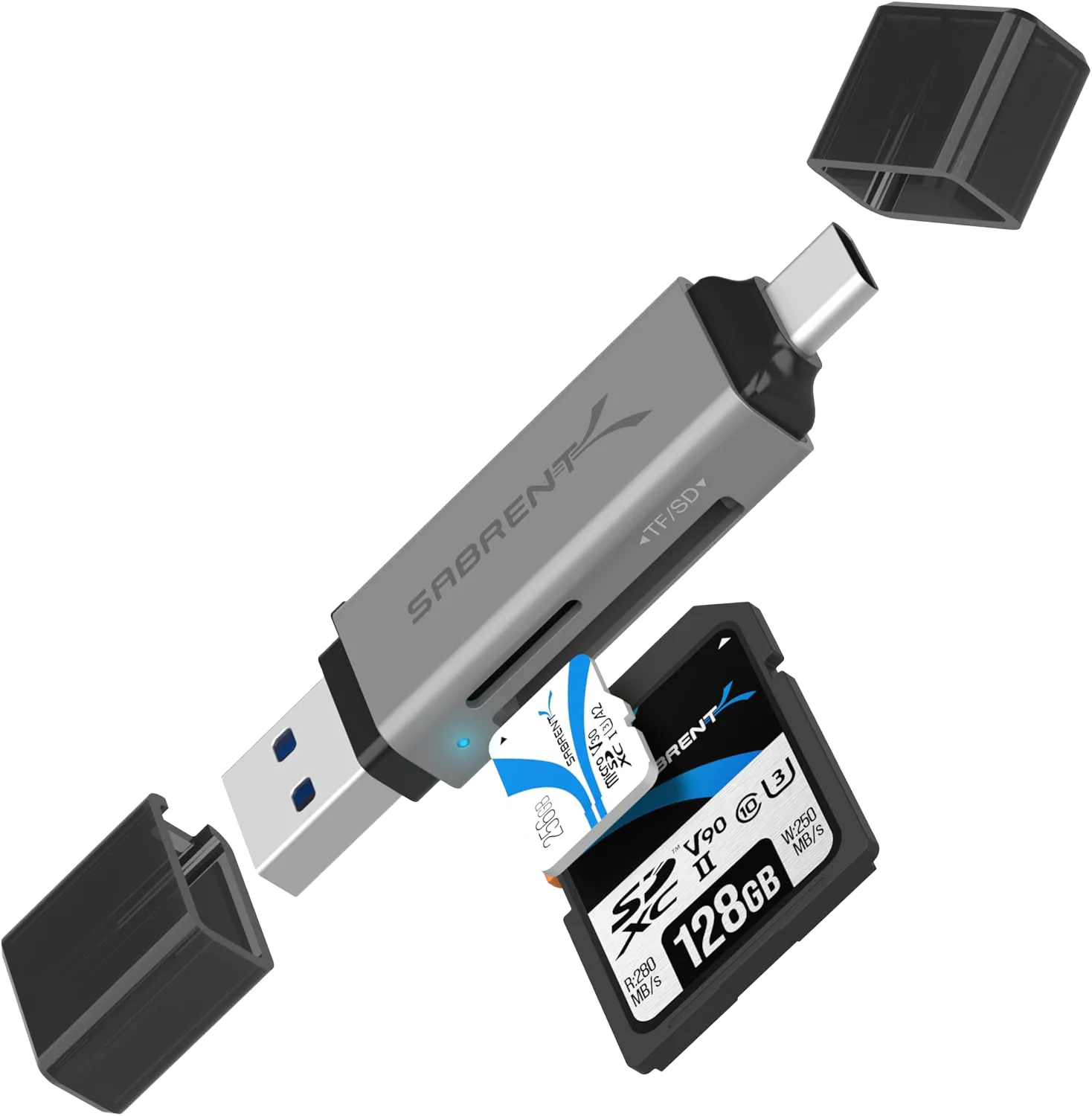 Đầu đọc thẻ nhớ Sabrent đa năng với cổng USB-A và USB-C