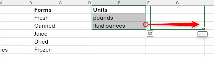 Di chuyển một nhóm ô trong Excel bằng cách kéo và thả chuột đến vị trí mới