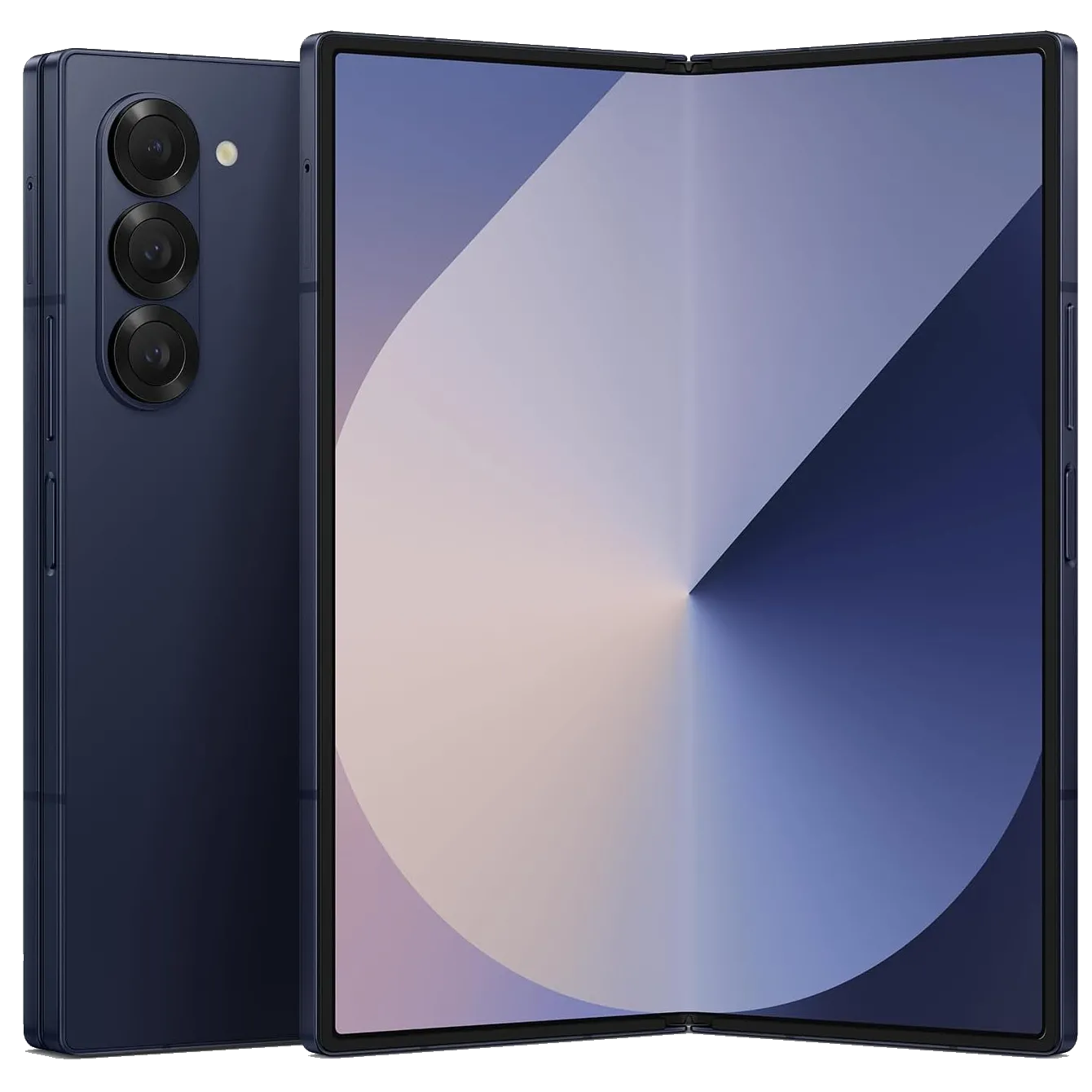 Điện thoại gập Samsung Galaxy Z Fold 6 gập lại màu đen trên bàn