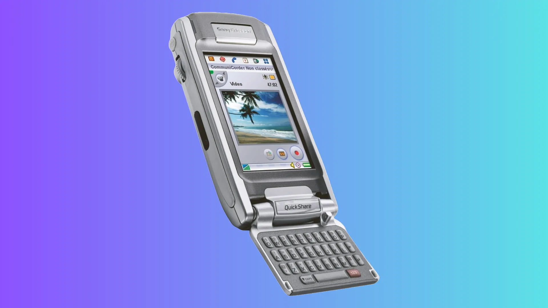 Điện thoại thông minh Sony Ericsson P910 với bàn phím QWERTY vật lý lật tiện lợi.