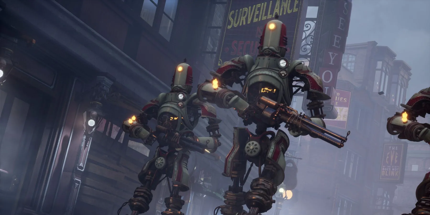 Đội quân robot cơ khí trong Clockwork Revolution, minh họa phong cách đồ họa steampunk độc đáo và sáng tạo.