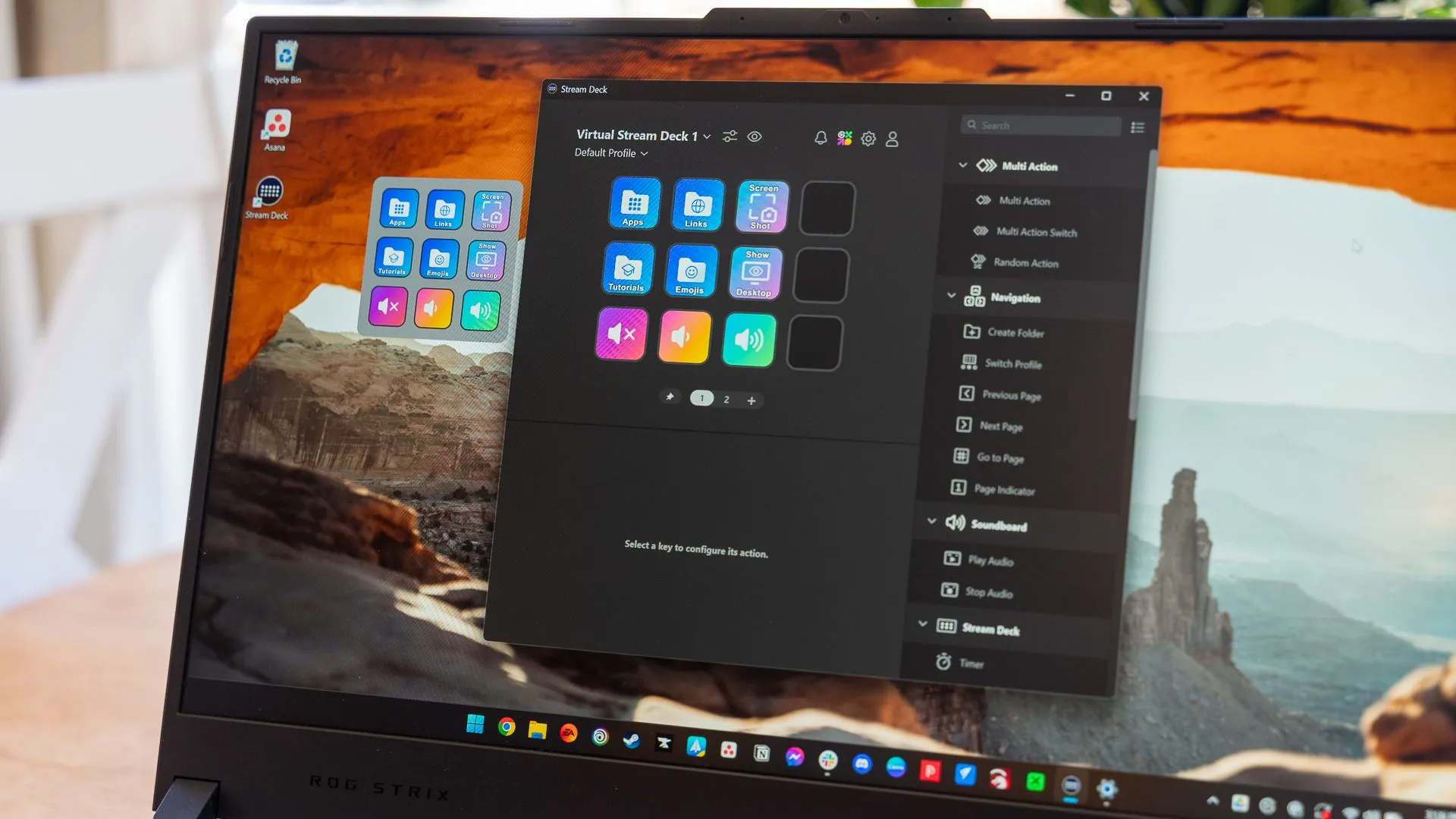 Elgato Stream Deck ảo chạy trên laptop Windows, minh họa khả năng tương thích ứng dụng Windows lâu dài