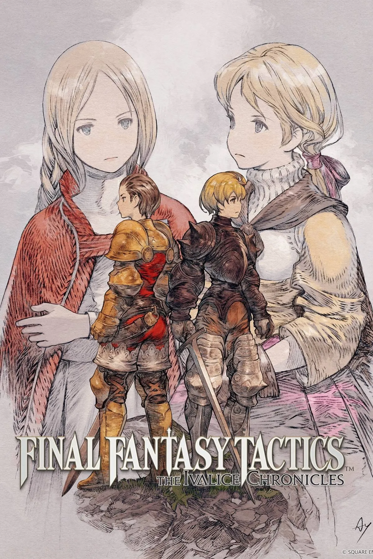 Final Fantasy Tactics: The Ivalice Chronicles - Bìa game hiển thị các nhân vật chính Ramza Beoulve và Delita Heiral, cùng bối cảnh chiến tranh và phép thuật.