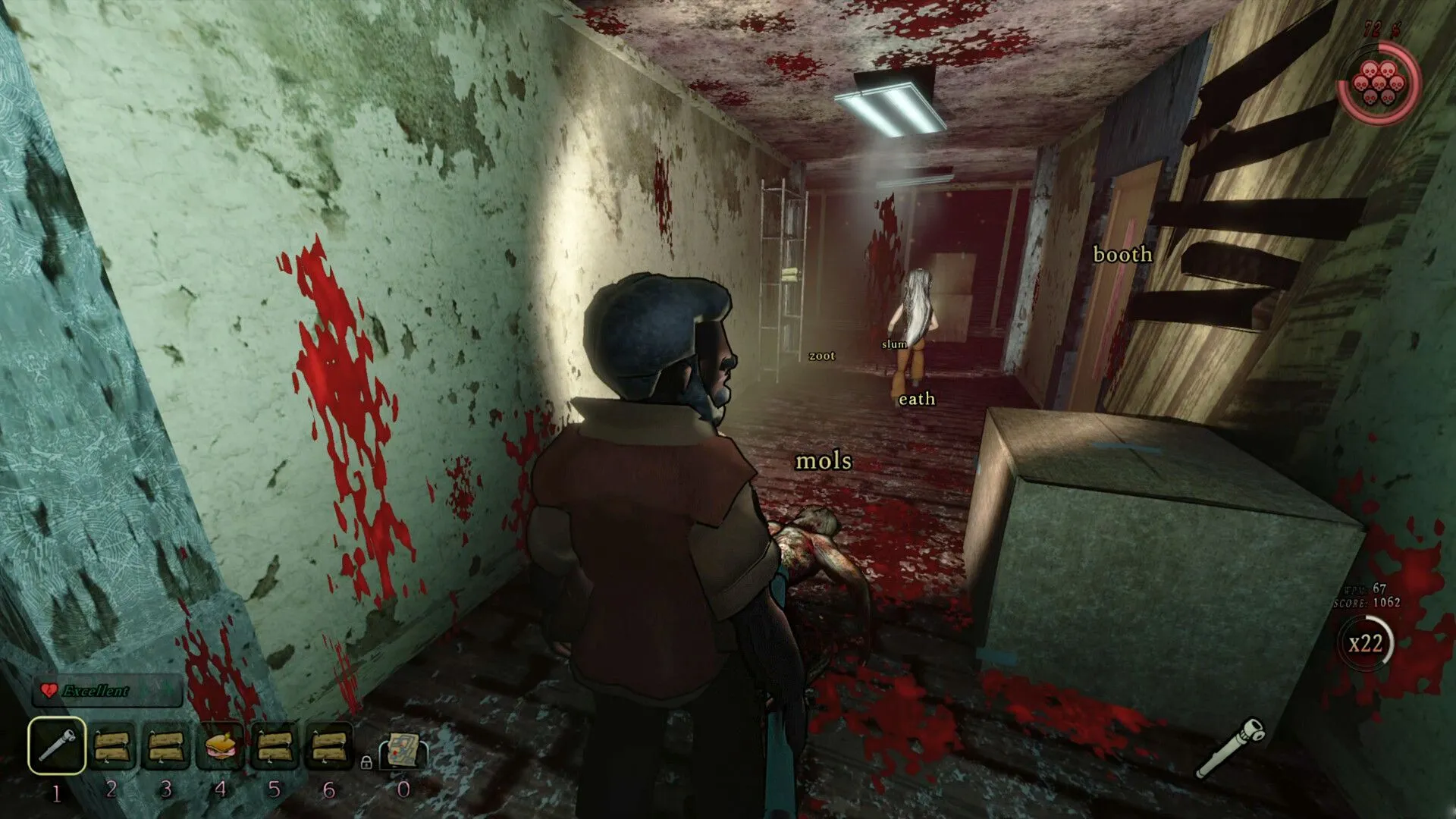 Gameplay co-op trong Blood Typers, một game kinh dị sinh tồn độc đáo kết hợp cơ chế gõ phím.