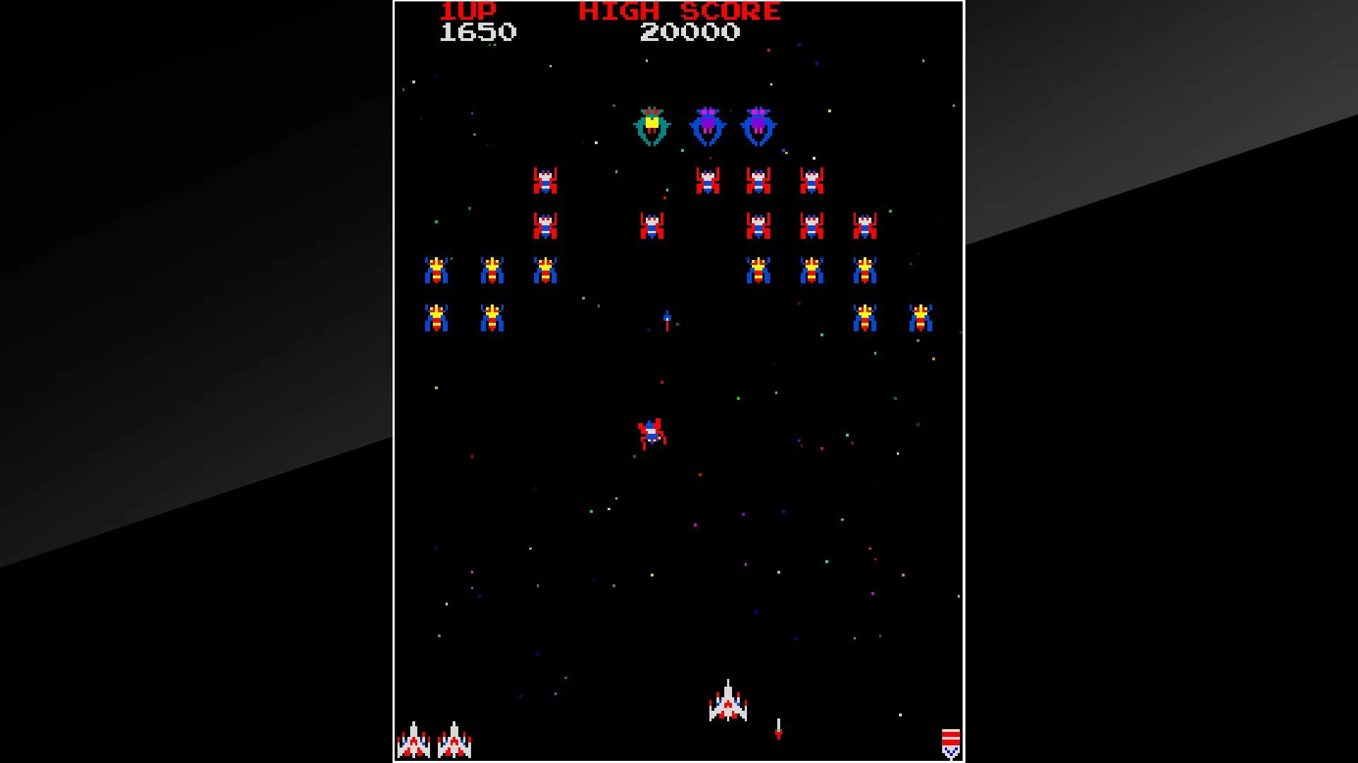 Gameplay của Galaga, một tựa game bắn súng màn hình huyền thoại