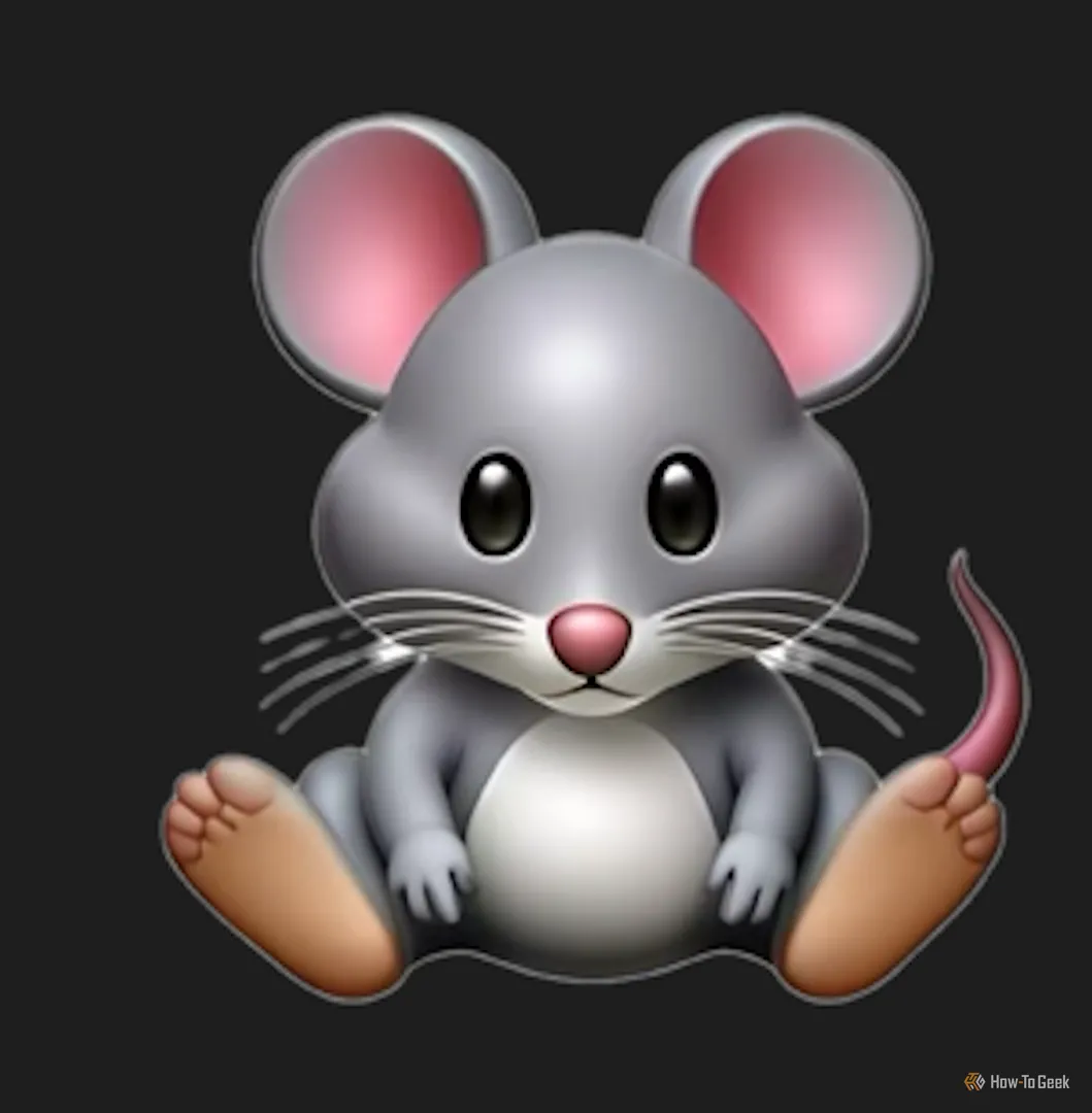 Genmoji chuột với bàn chân người to và rõ nét, một chi tiết lạc lõng và gây khó chịu, nằm trong danh sách các emoji AI &quot;rợn người&quot;.