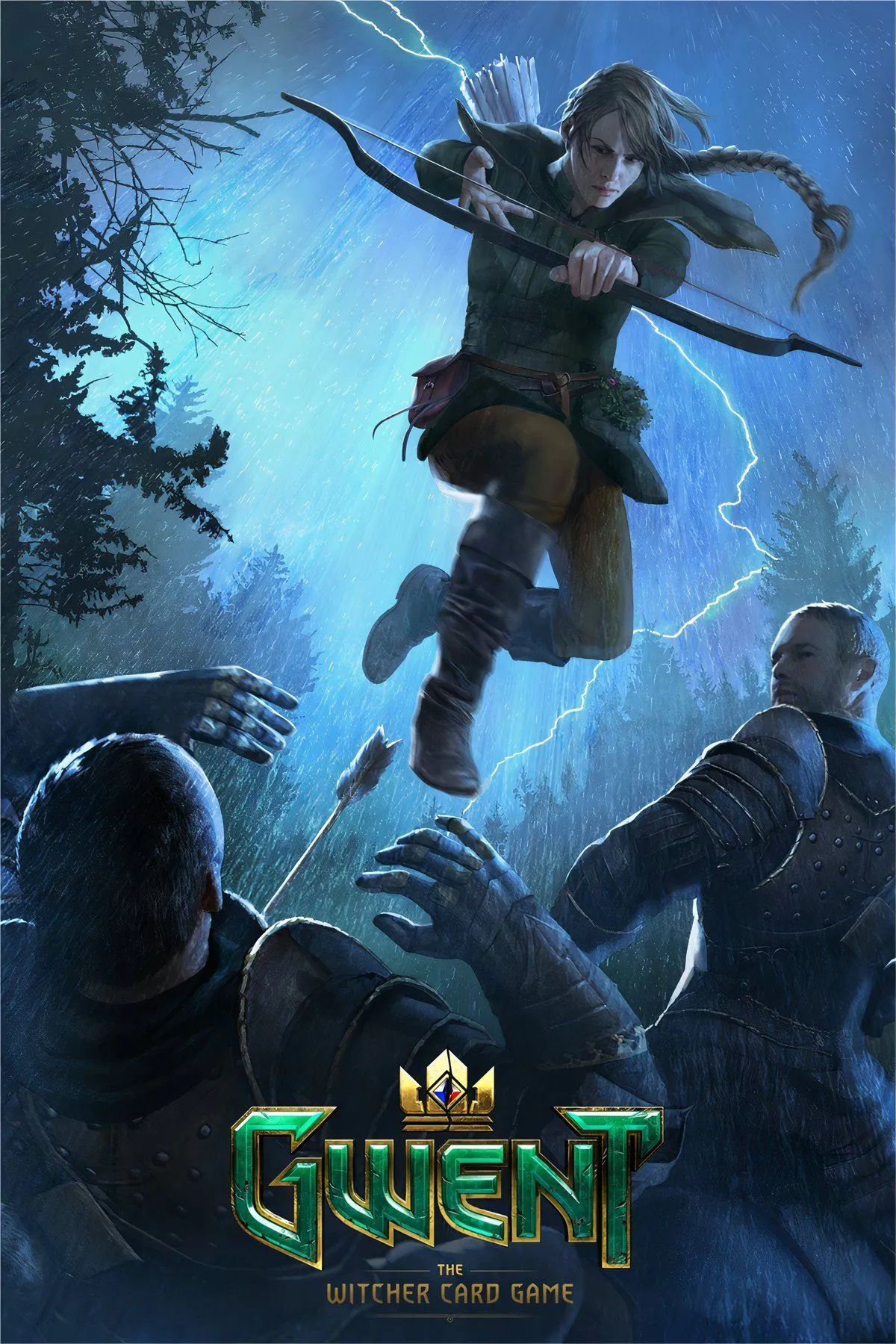 Geralt of Rivia chơi Gwent trong The Witcher 3, trò chơi thẻ bài chiến thuật được yêu thích.