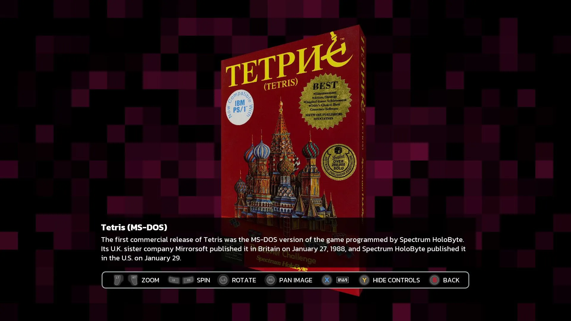 Giao diện chọn game hoặc chế độ chơi trong bộ sưu tập Tetris Forever
