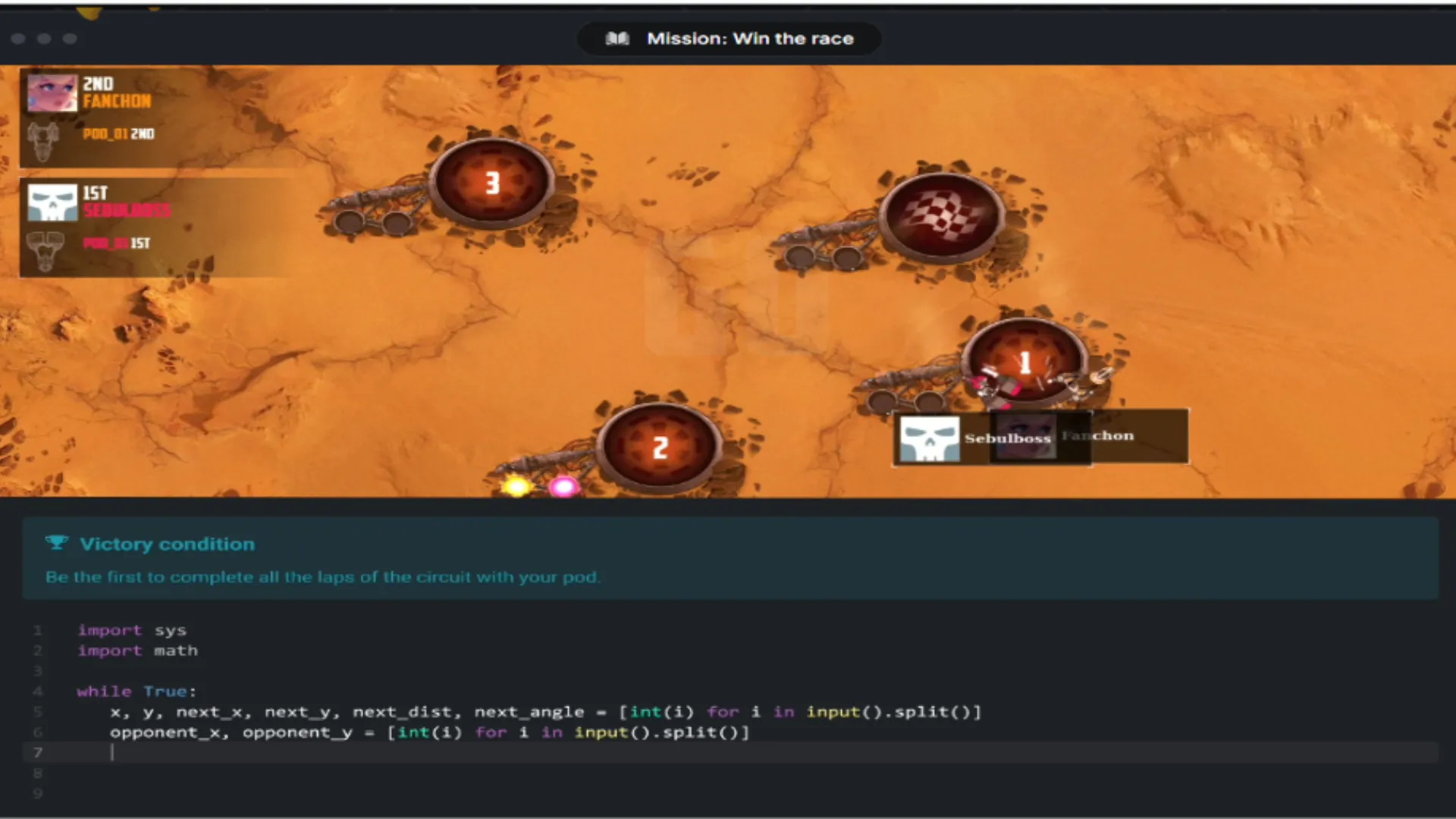 Giao diện CodinGame minh họa các nhiệm vụ và thử thách lập trình phức tạp, phù hợp cho người học Python trình độ trung cấp.