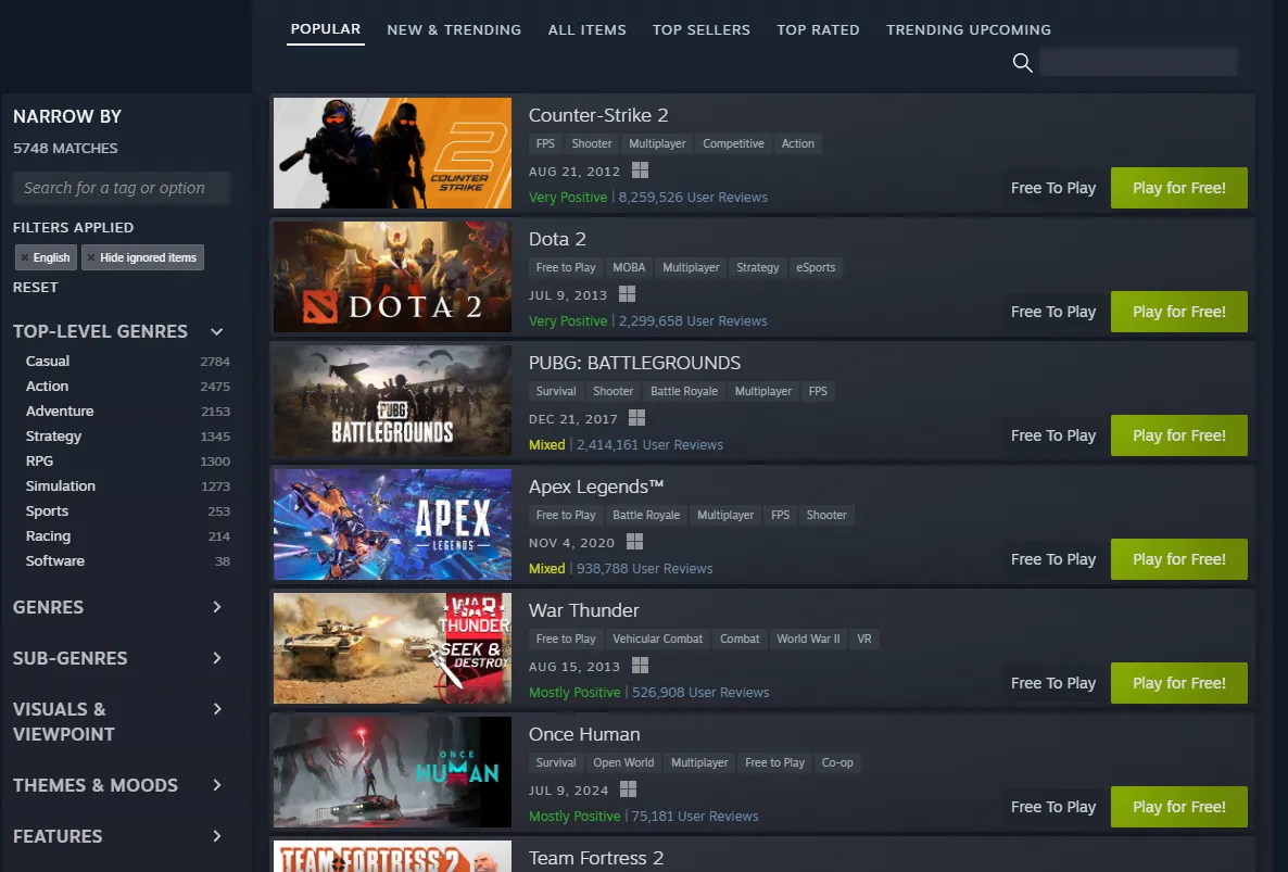 Giao diện cửa hàng game kỹ thuật số Steam trên màn hình máy tính, biểu tượng cho việc game PC chuyển hoàn toàn sang digital.