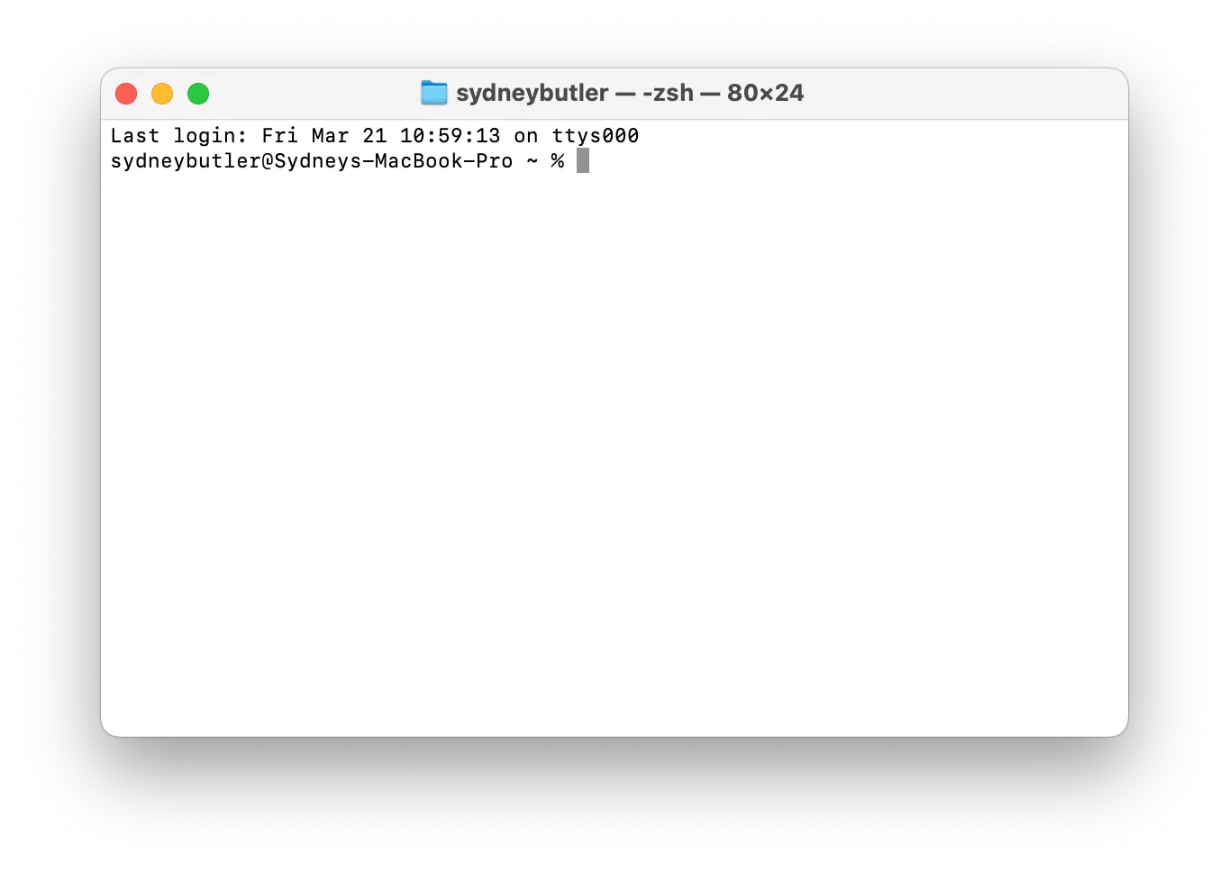 Giao diện cửa sổ Terminal trên macOS, nơi người dùng nhập các lệnh hệ thống.