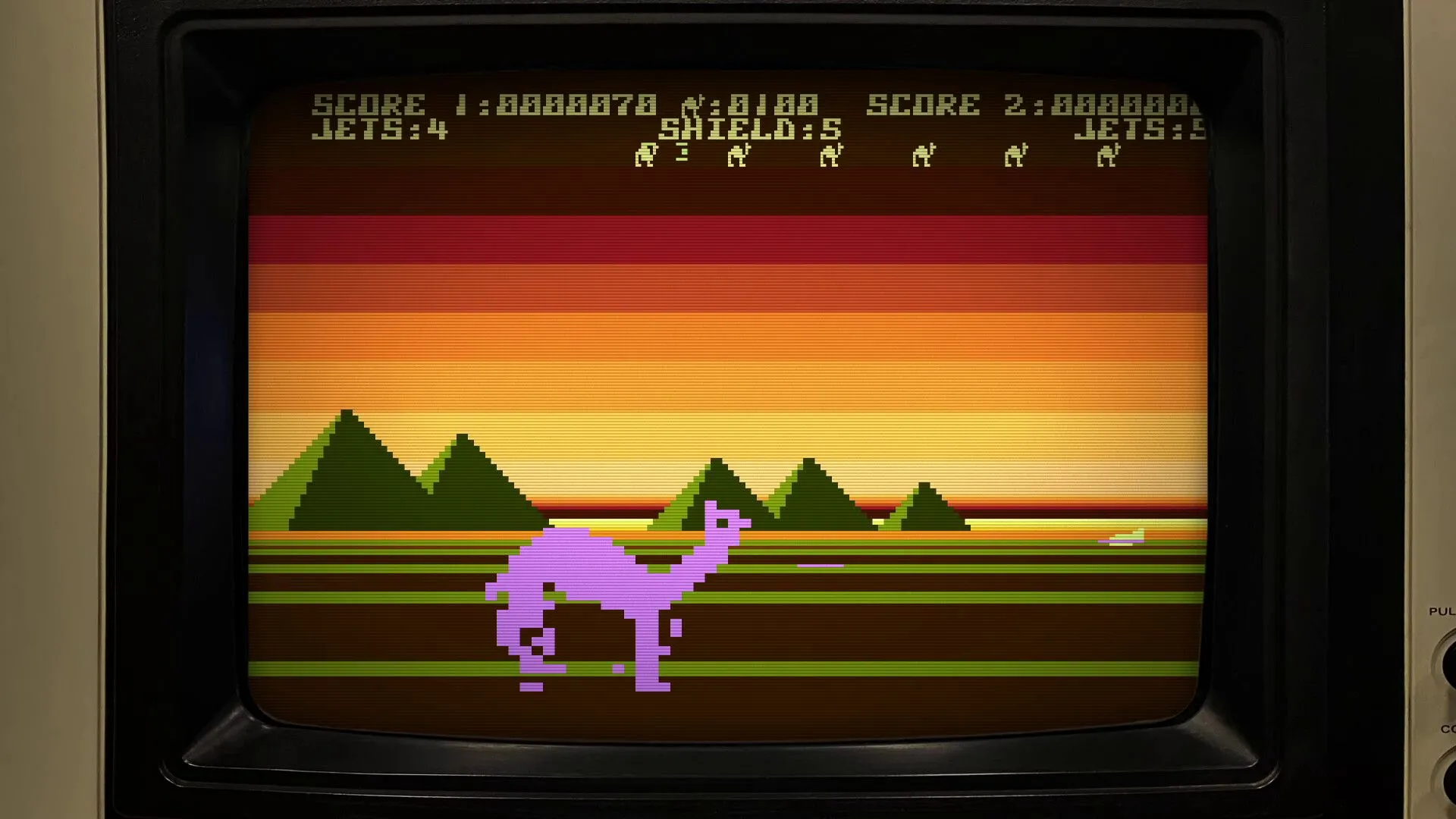 Giao diện game Llamasoft với các yếu tố thiết kế kỳ lạ và màu sắc sặc sỡ