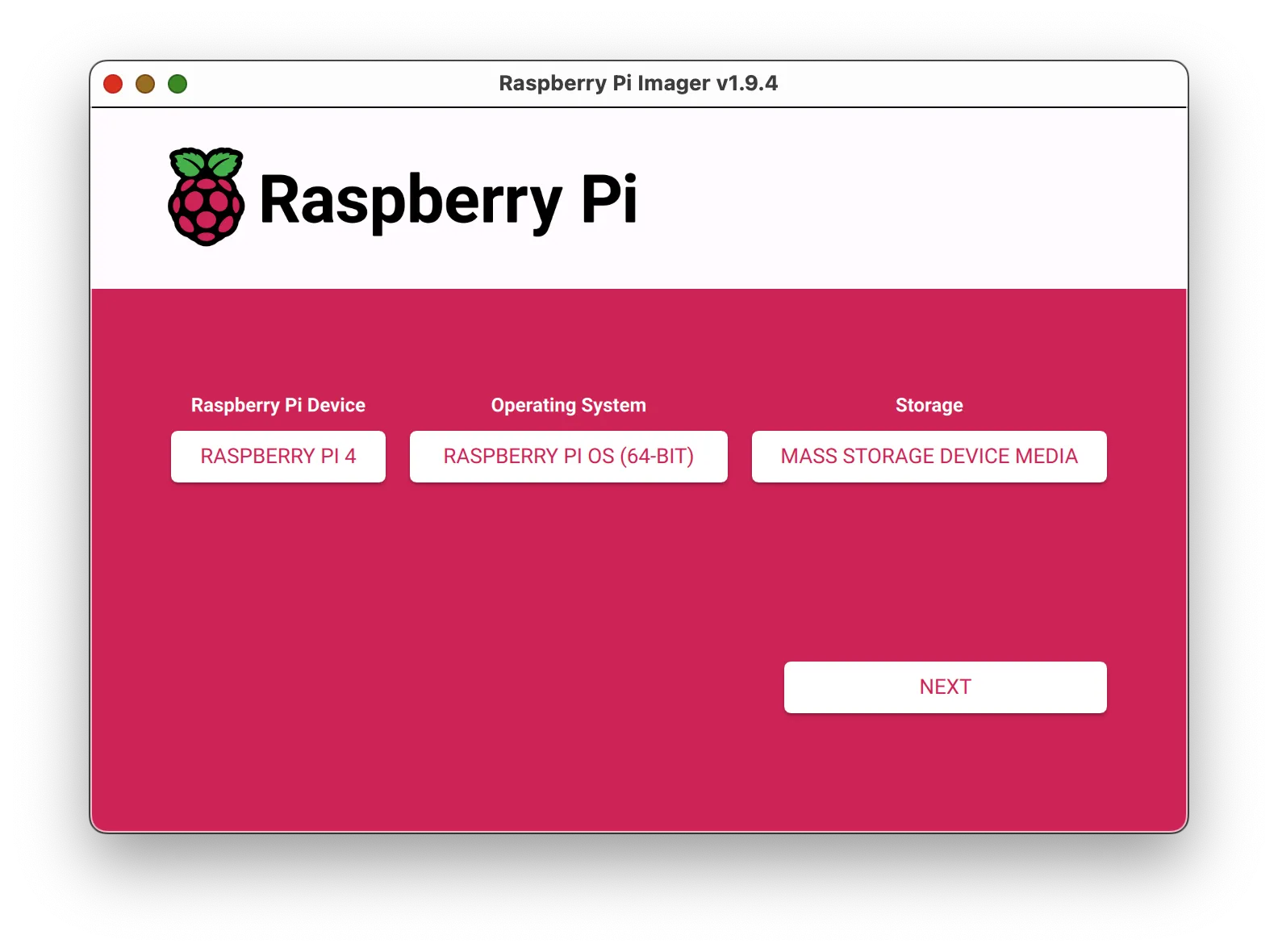 Giao diện Raspberry Pi Imager để cài đặt hệ điều hành