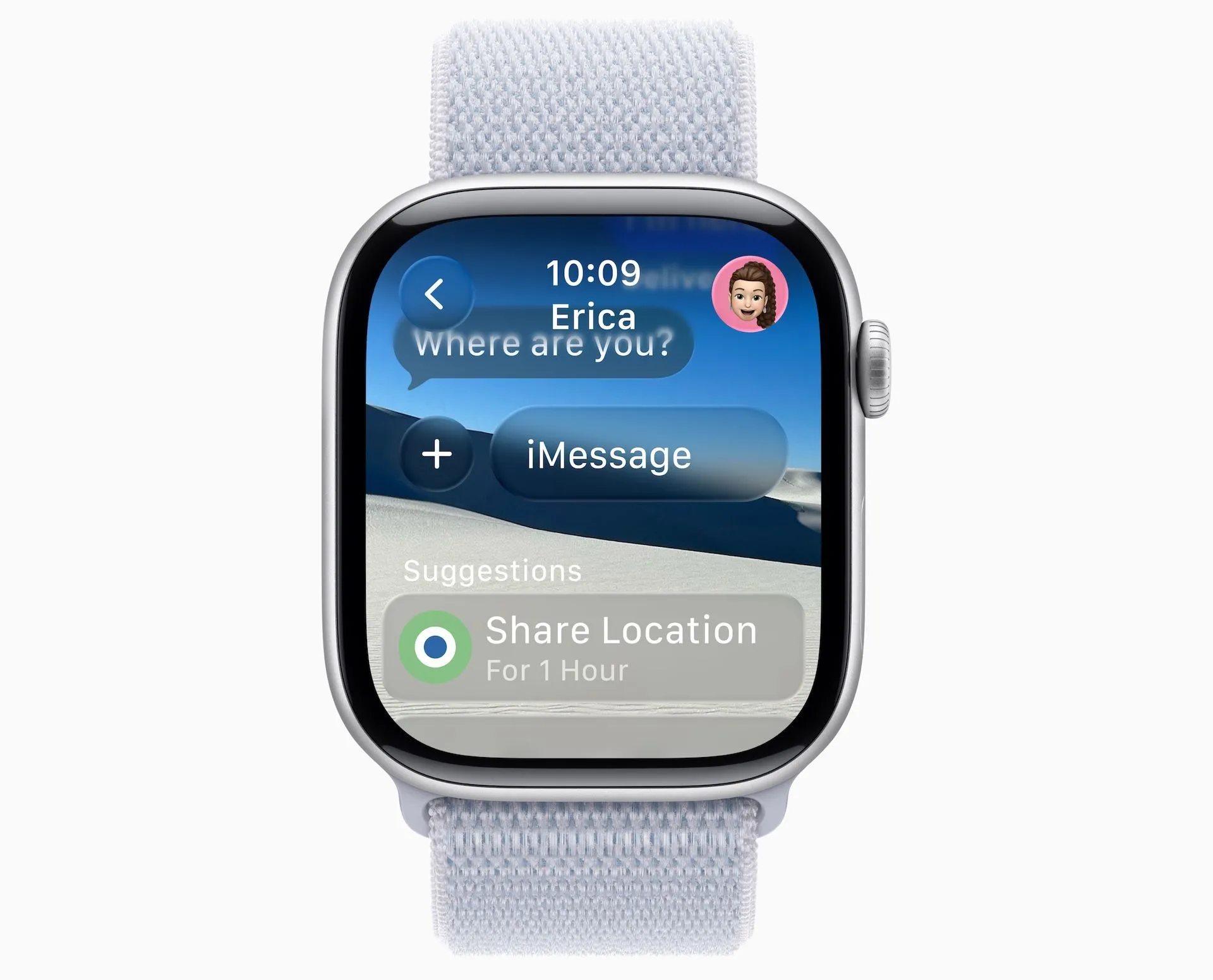 Giao diện Tin nhắn trên Apple Watch với hiệu ứng kính mờ Liquid Glass trong watchOS 26
