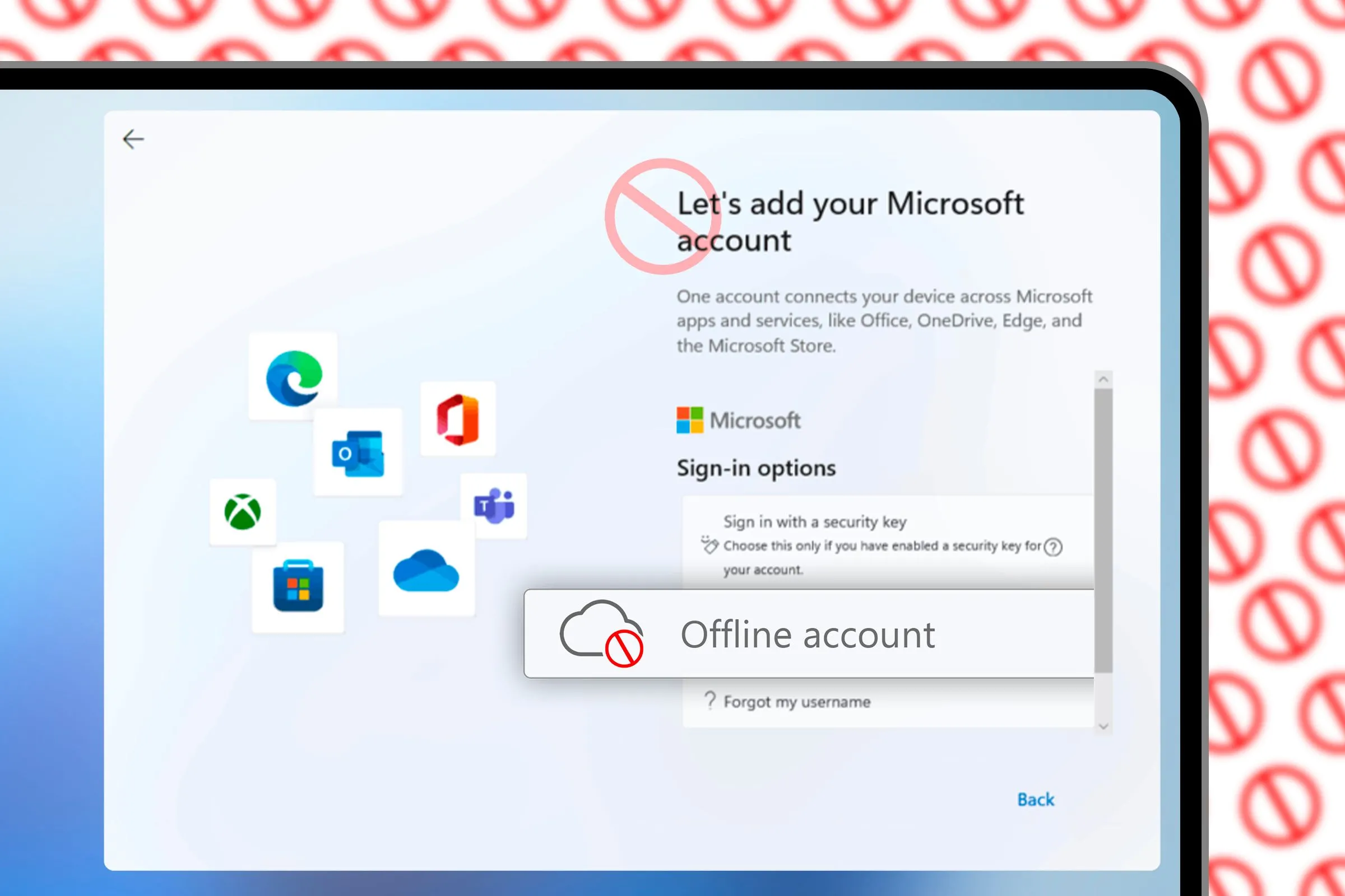 Giao diện Windows 11 yêu cầu người dùng thêm tài khoản Microsoft trong quá trình thiết lập