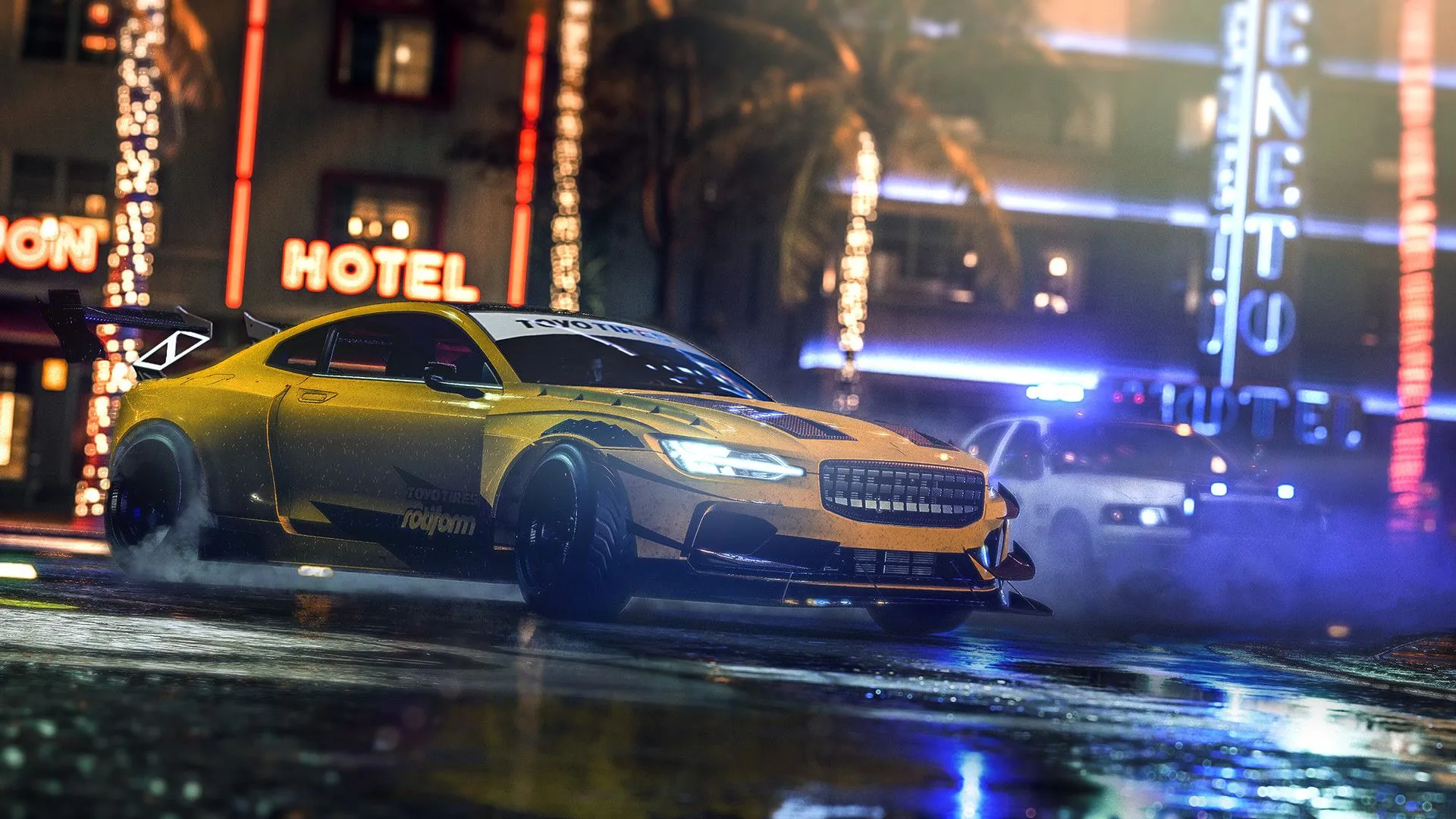 Hai chiếc xe đua tốc độ cao trên đường phố trong game Need for Speed Heat, minh họa cho sự phát triển của thể loại game đua xe arcade