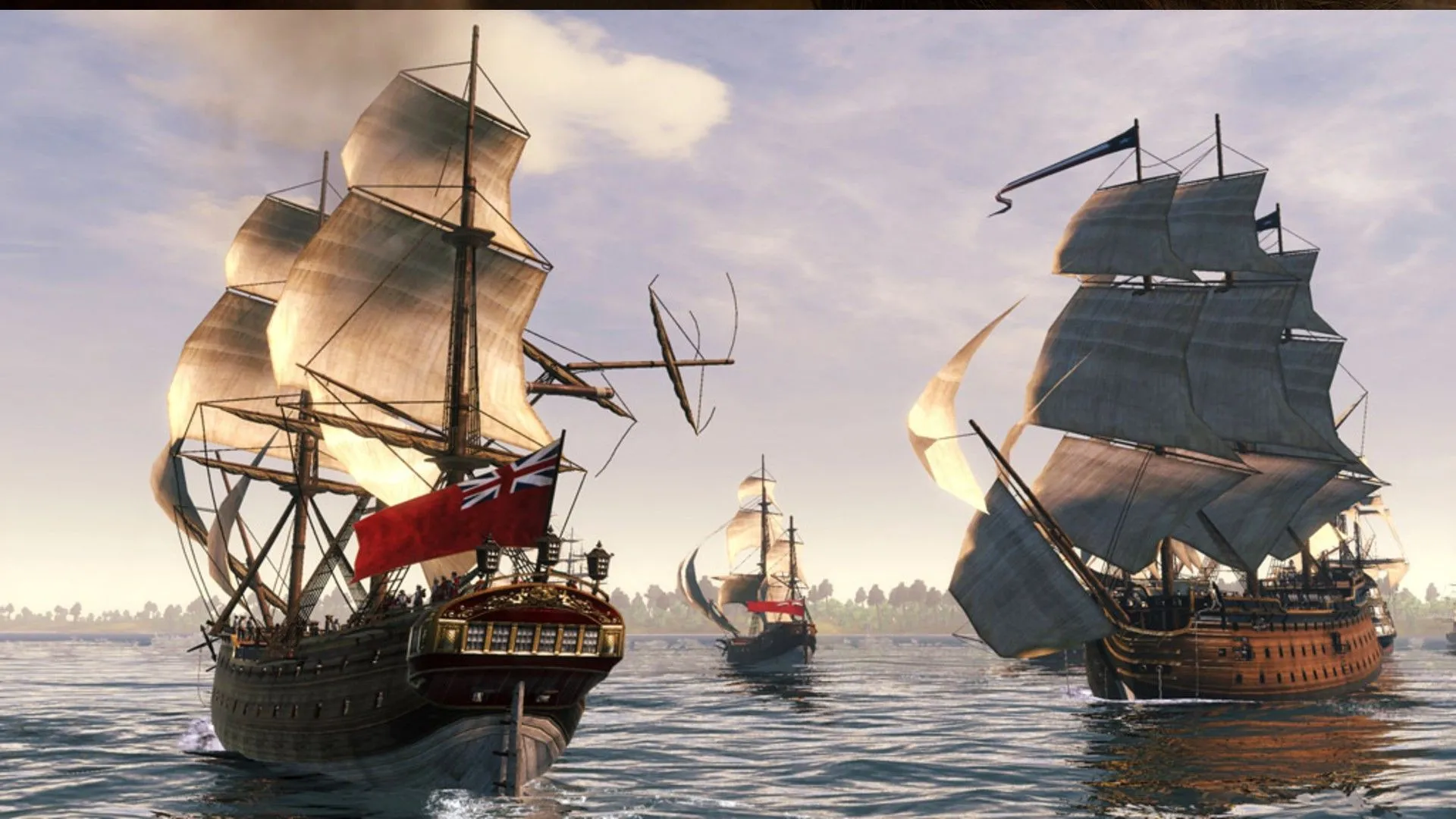 Hai con tàu chiến đấu trong Total War Empire.