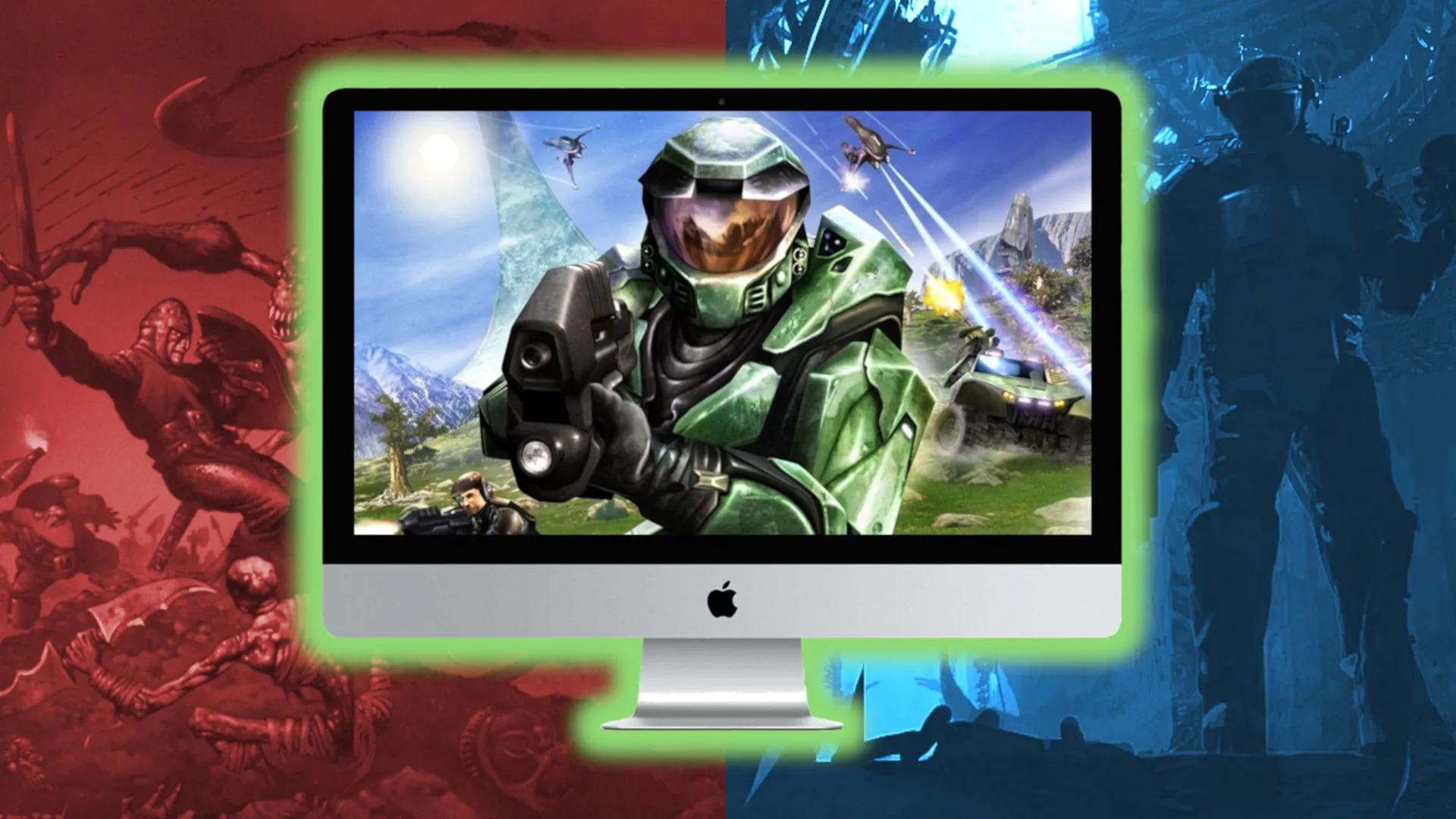 Halo đang chạy trên một máy Mac, cho thấy phiên bản demo ban đầu