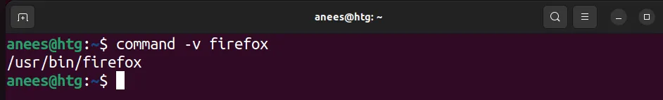 Hiển thị đường dẫn của trình duyệt Firefox bằng lệnh command -v trong Linux