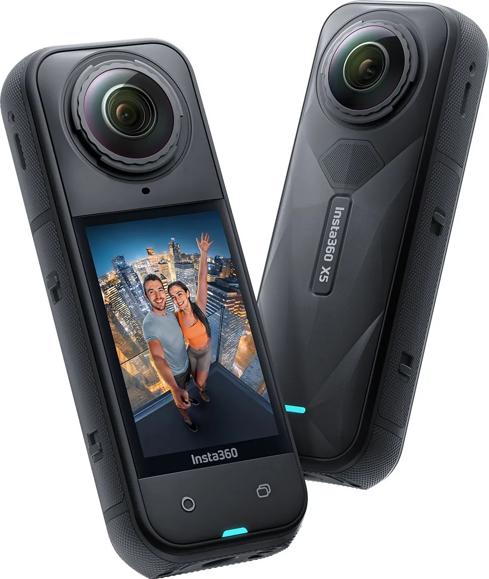 Hình ảnh camera Insta360 X5 mới với thiết kế hiện đại, thể hiện khả năng quay 360 độ
