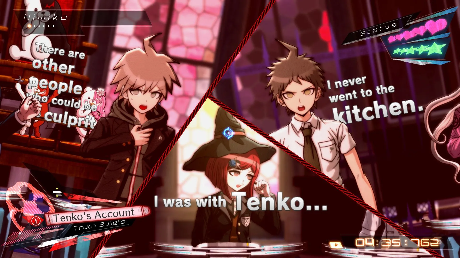 Hình ảnh gameplay từ bản demo Danganronpa V3: Killing Harmony, một ví dụ về demo giới thiệu nhân vật và cốt truyện mà không tiết lộ spoiler chính.