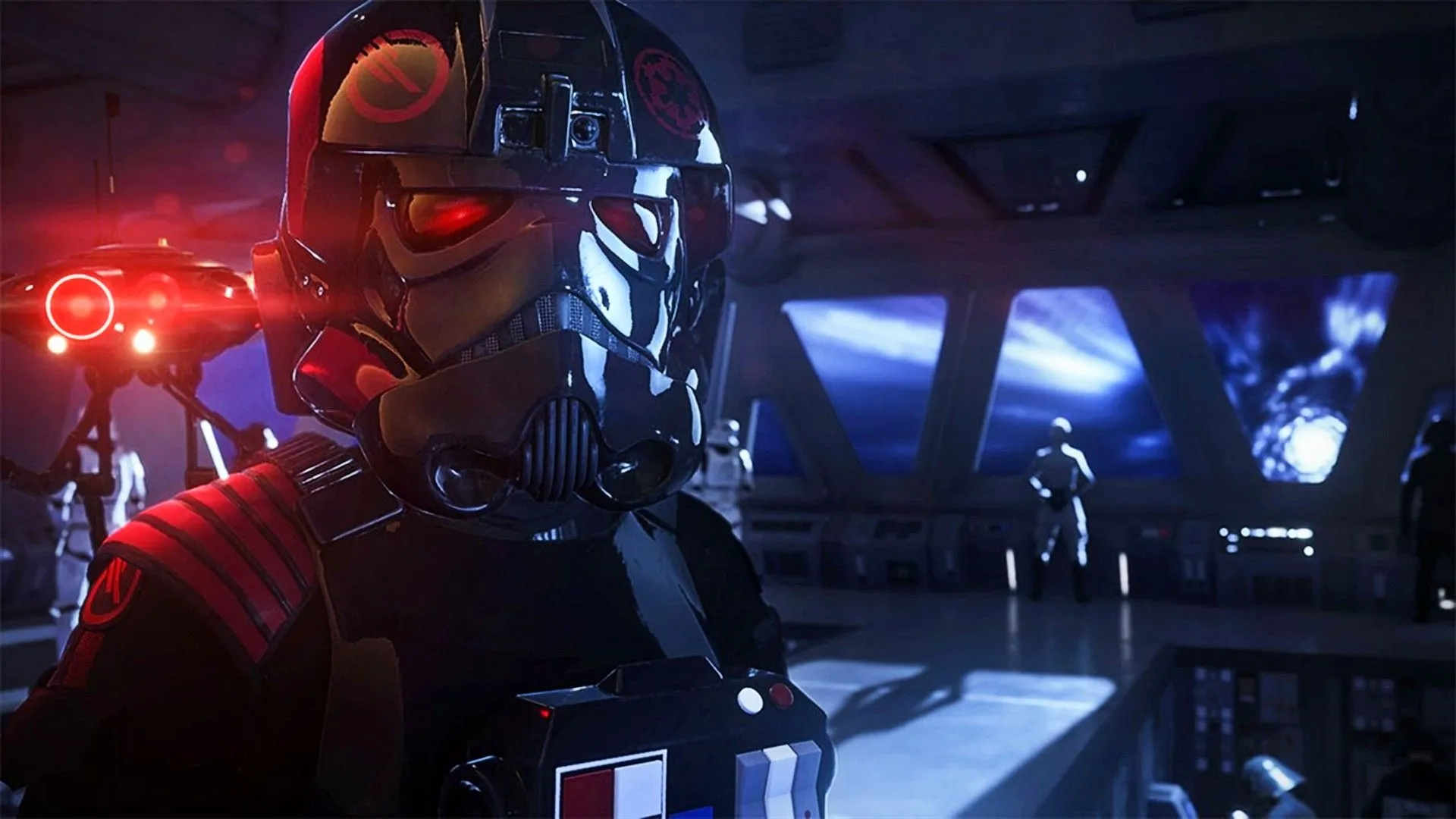 Hình ảnh lính Stormtrooper điều khiển phi thuyền TIE Fighter trong Star Wars Battlefront 2, minh họa gameplay của tựa game bắn súng.